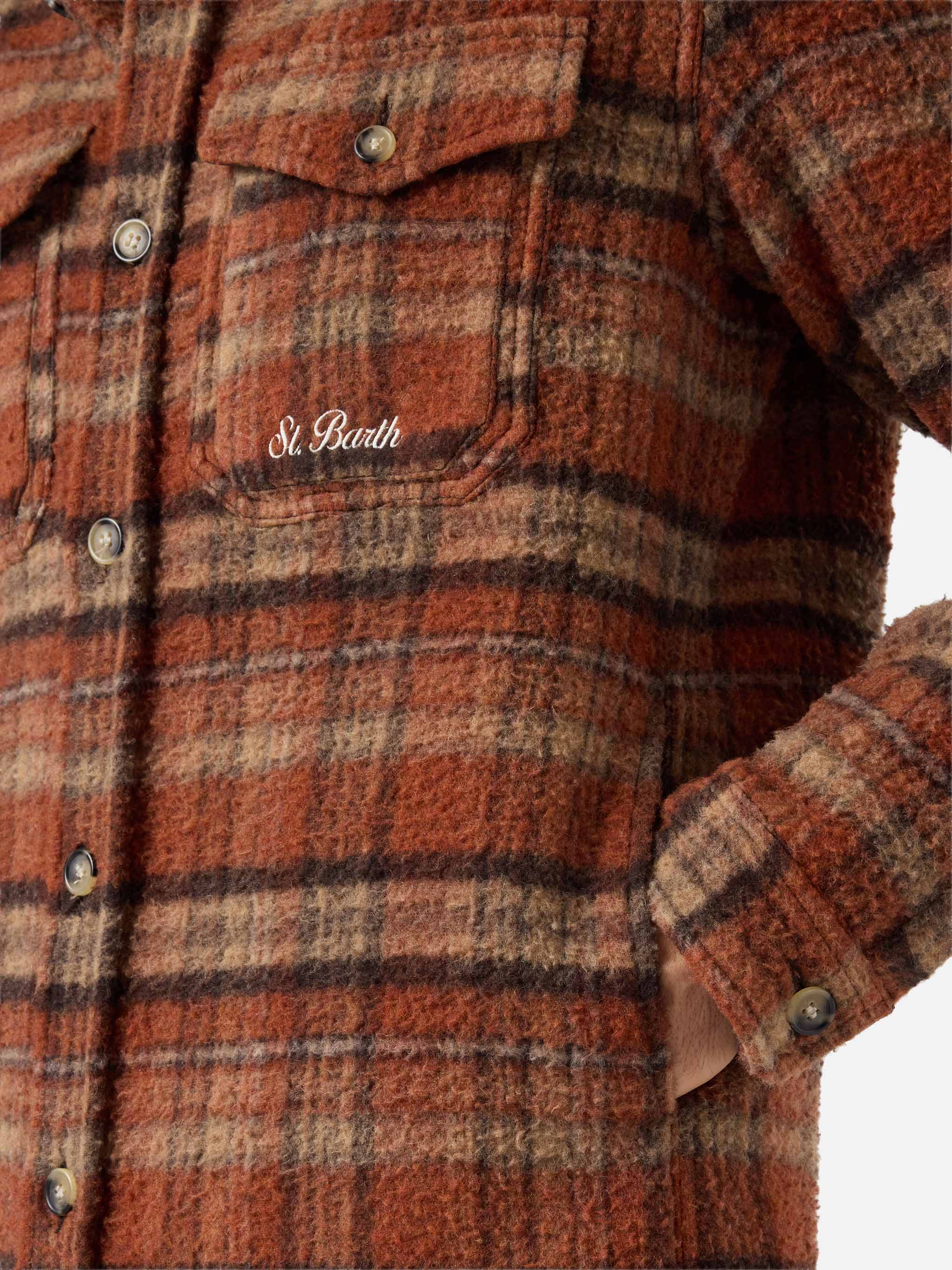 Camicia Burton in casentino marrone con tasche - Image 5
