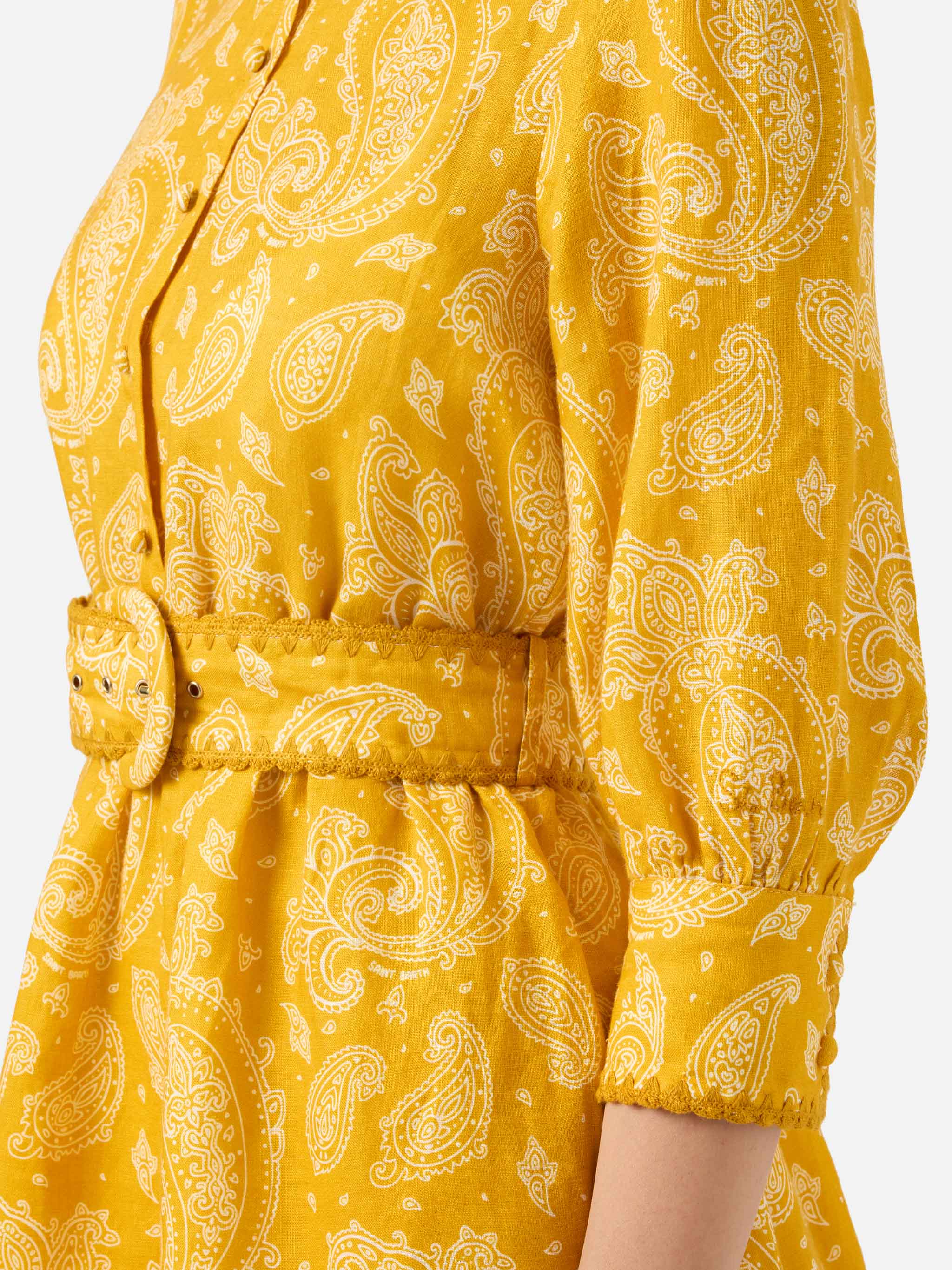 Abito corto in lino stampa paisley - Image 2