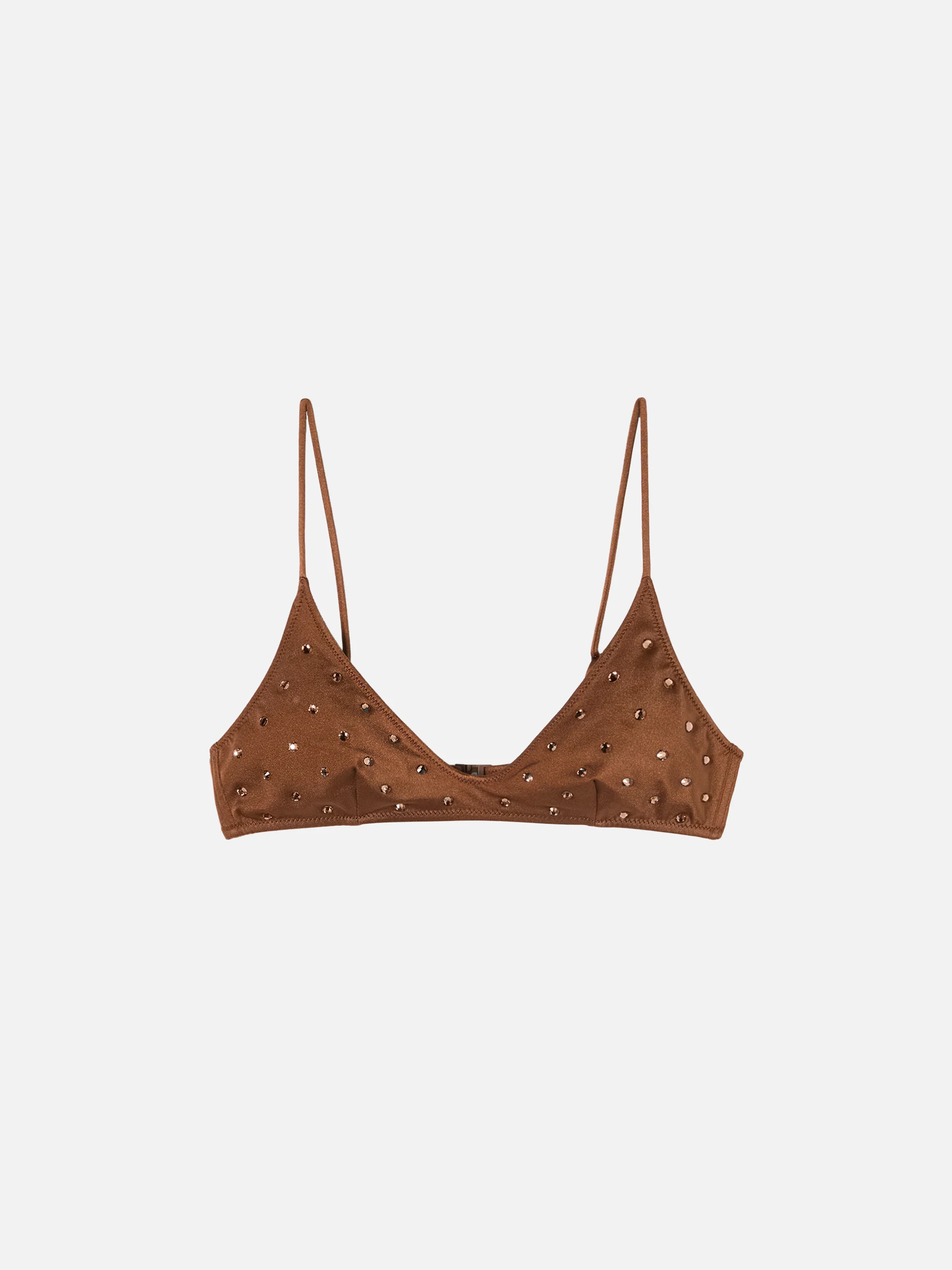 Bralette scollata marrone con applicazioni di strass Paloma