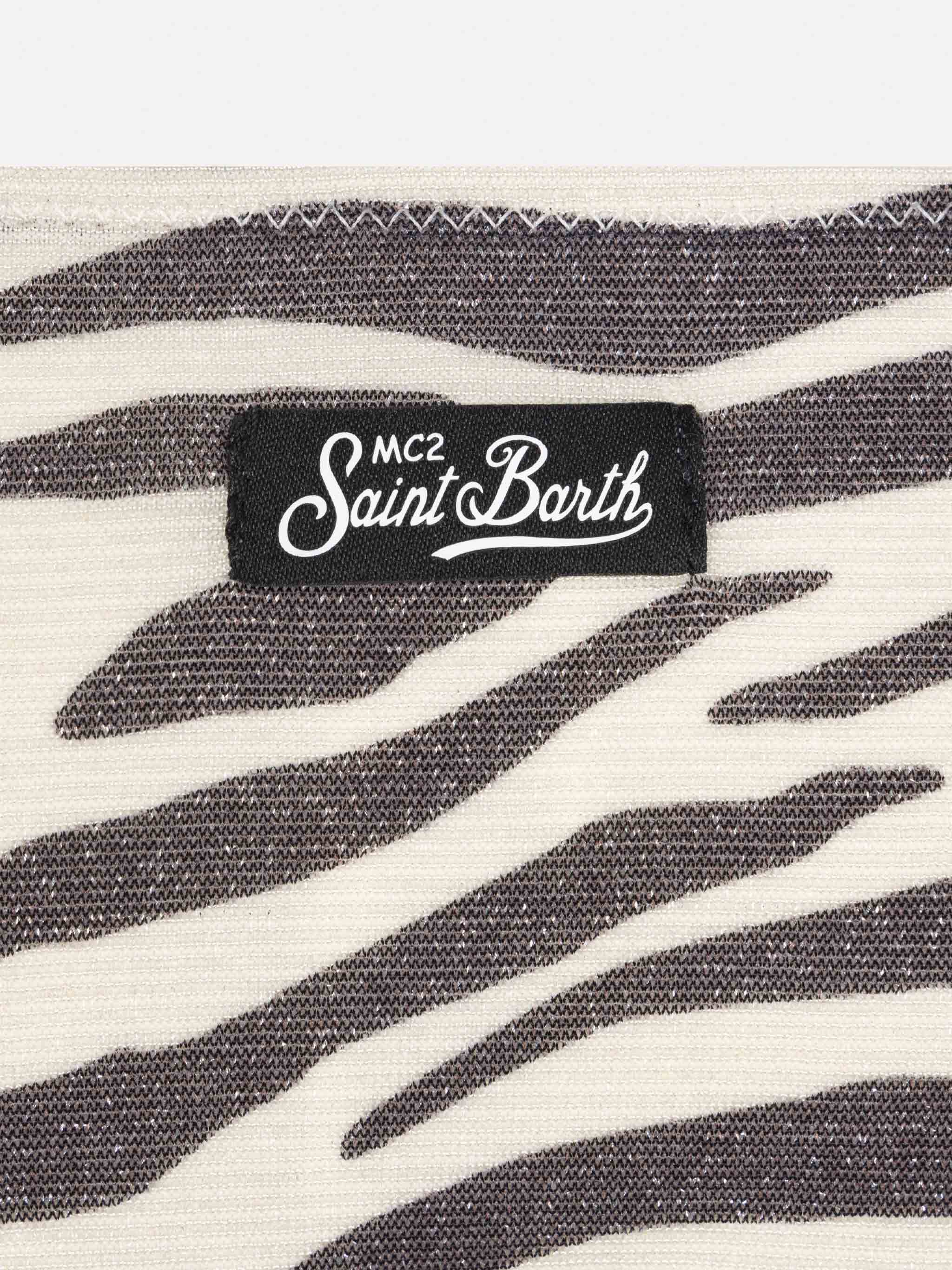 Bikini bralette Paloma Jr in lurex con stampa zebra - Image 3