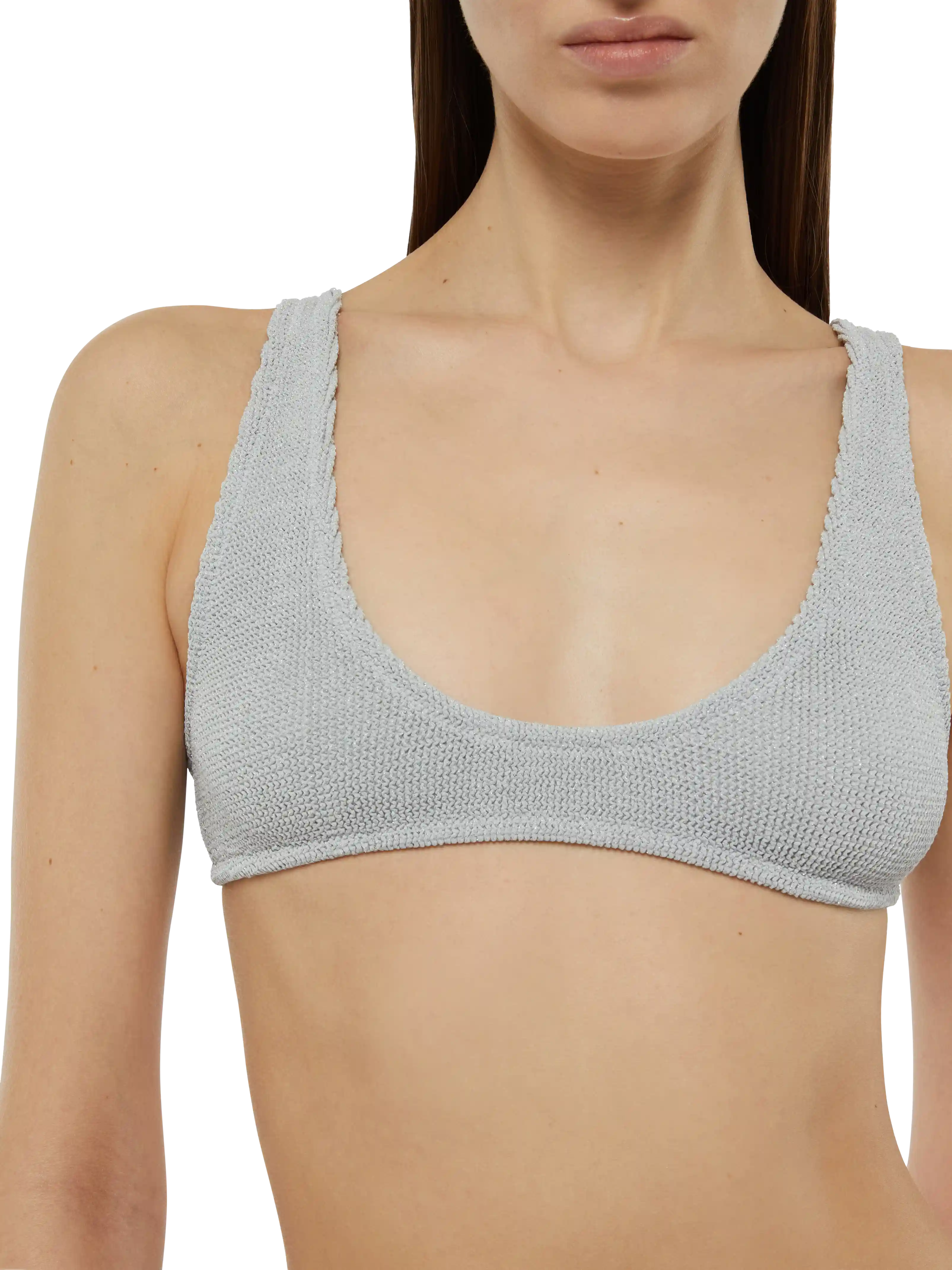 Pamy bralette tiny in tessuto crinkle lurex argento - Image 3