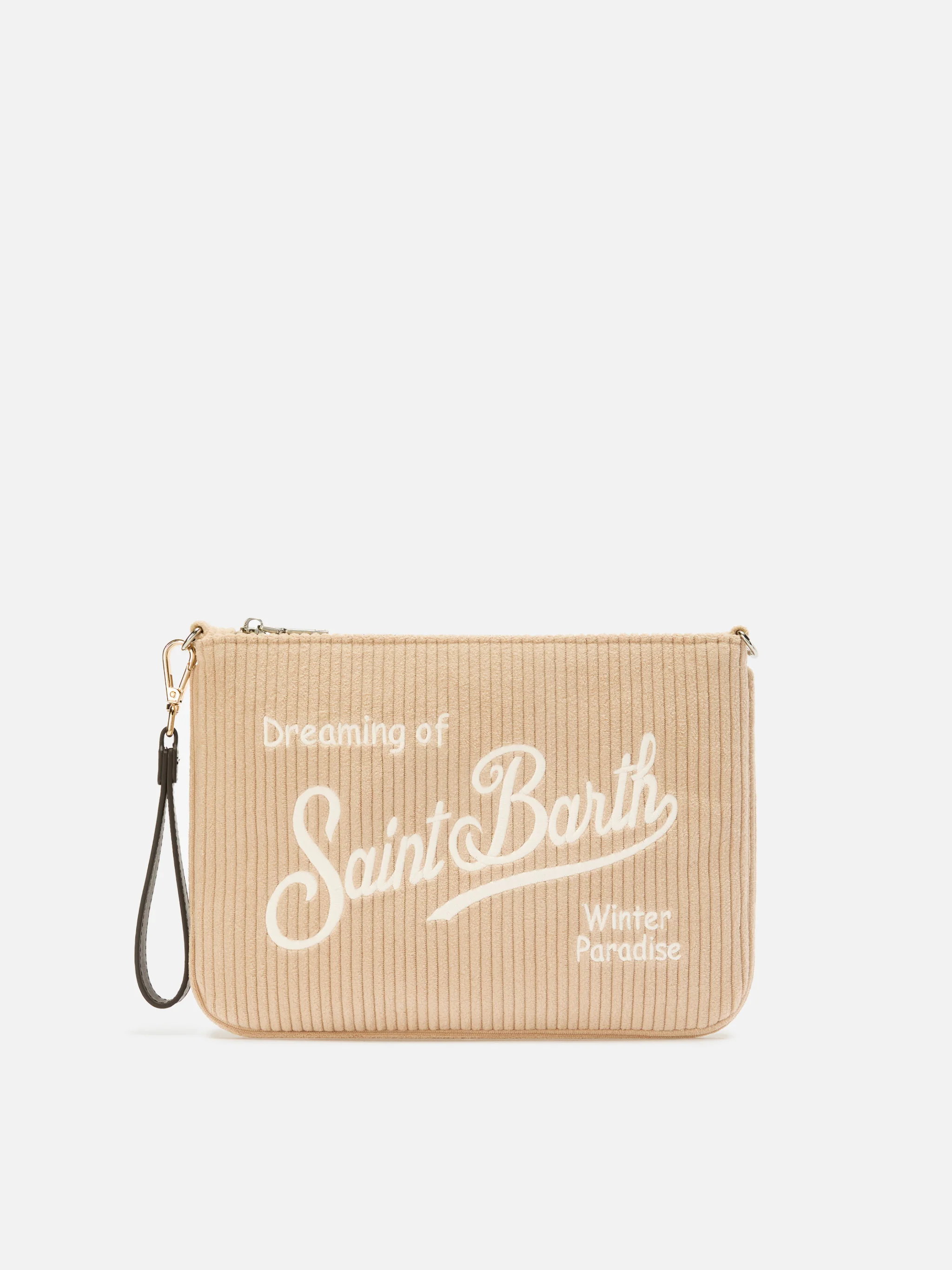 Borsa crossbody Parisienne Corduroy in velluto a coste beige - Image 3