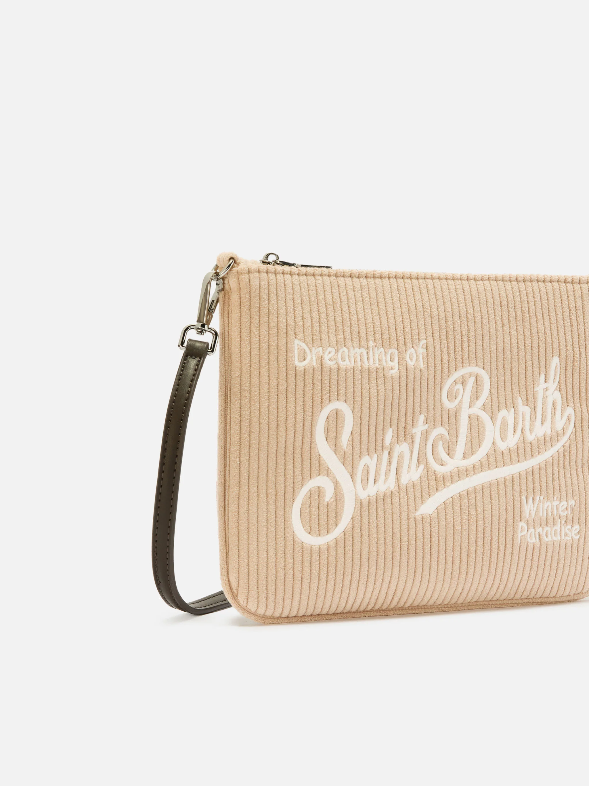 Borsa crossbody Parisienne Corduroy in velluto a coste beige - Image 4
