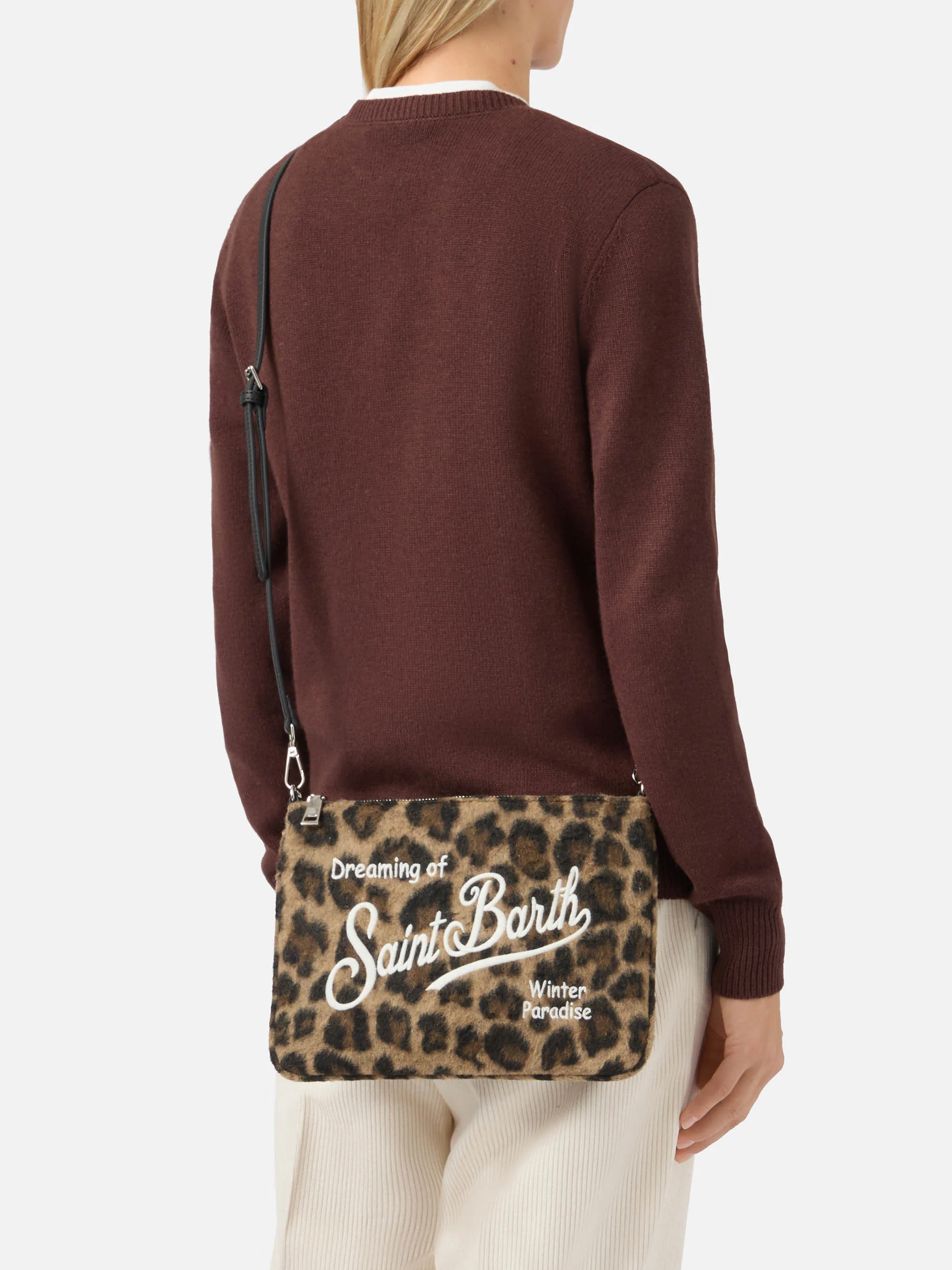Borsa crossbody Parisienne Felt in misto lana leopardata - Image 2