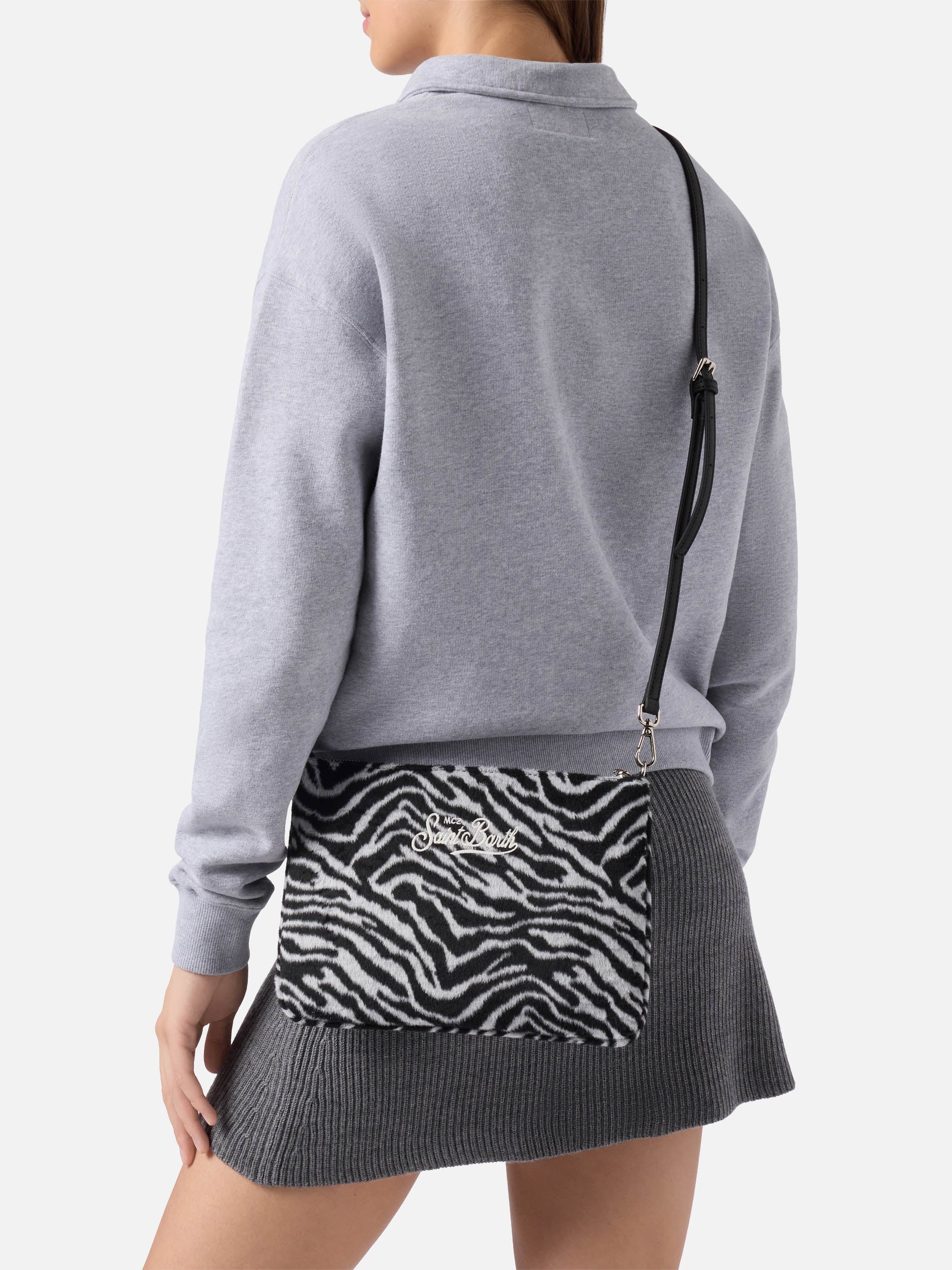 Borsa crossbody Parisienne Felt in misto lana zebrata - Image 2