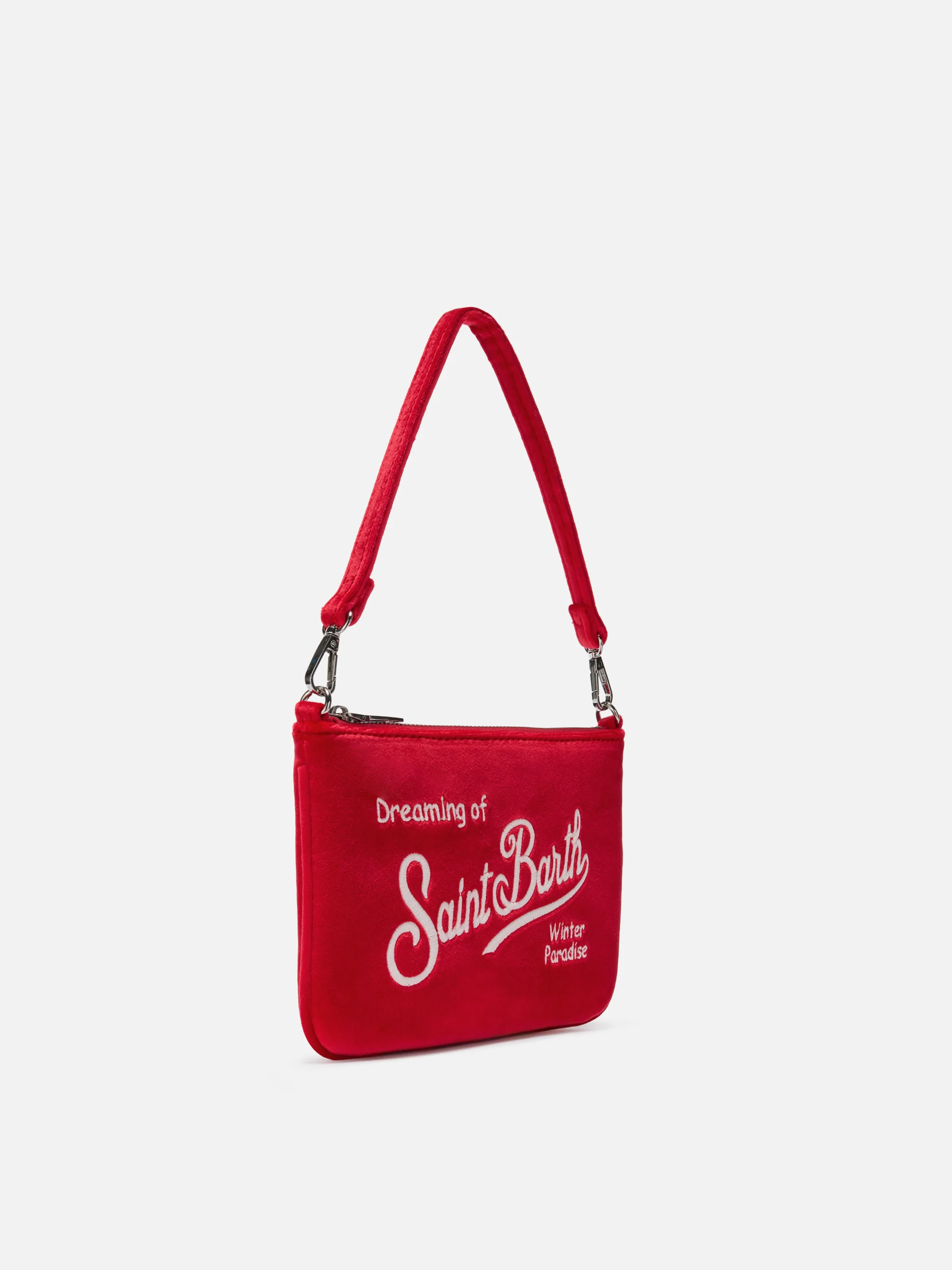 Borsetta a spalla Parisienne Mini Velvet rossa - Image 3