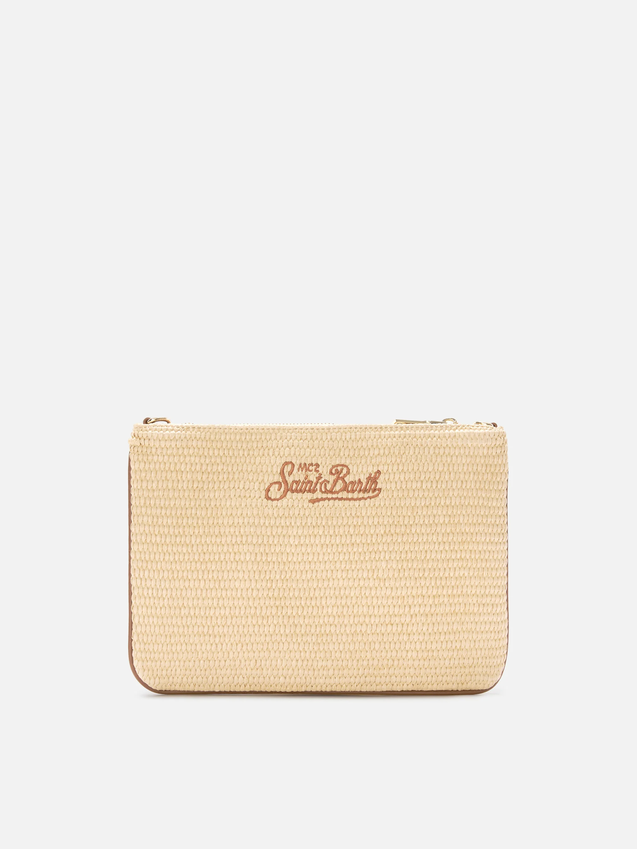 Parisienne pouch tinta unita con logo ricamato marrone e tracolla removibile - Image 4