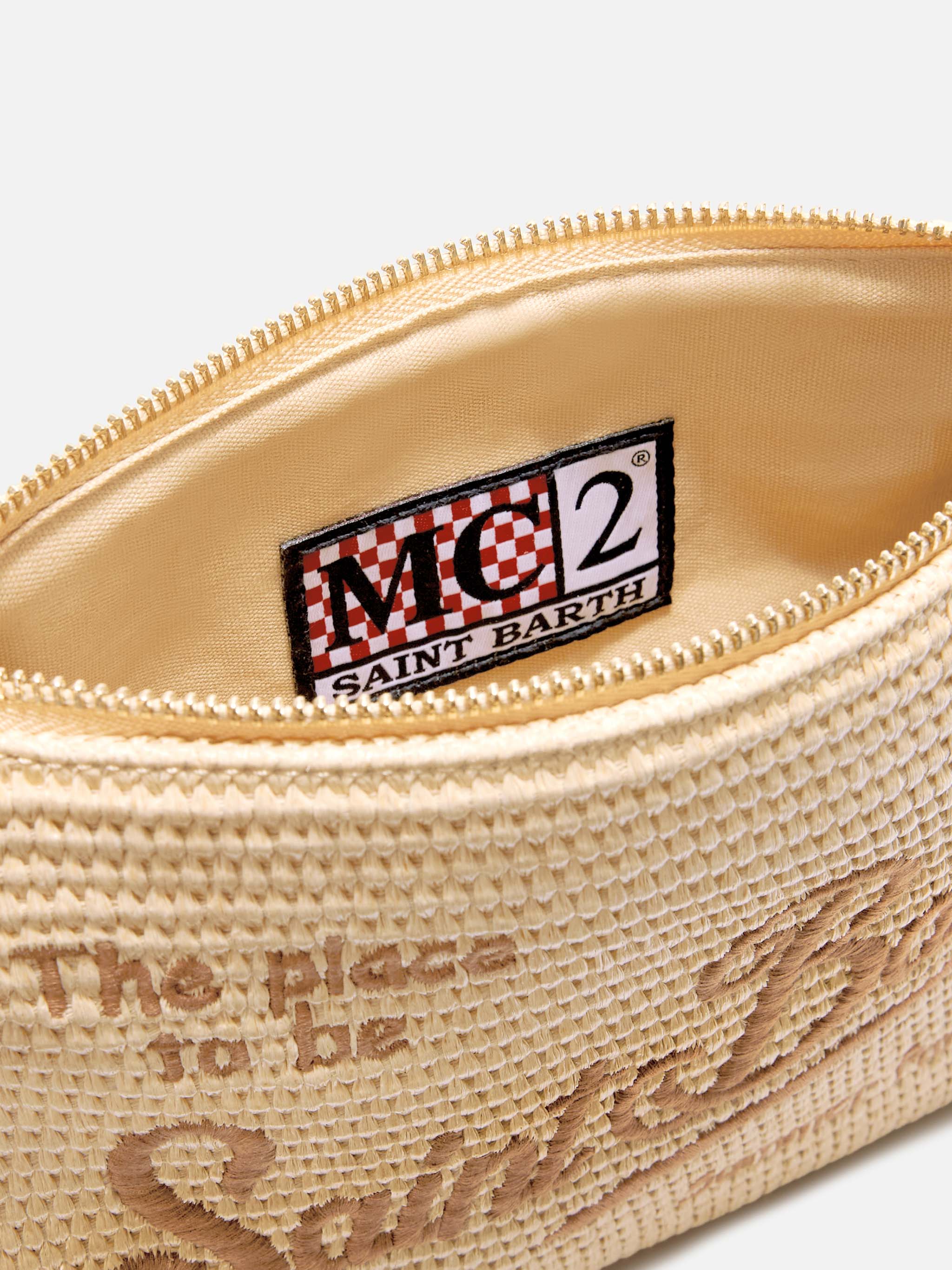 Parisienne pouch tinta unita con logo ricamato marrone e tracolla removibile - Image 5