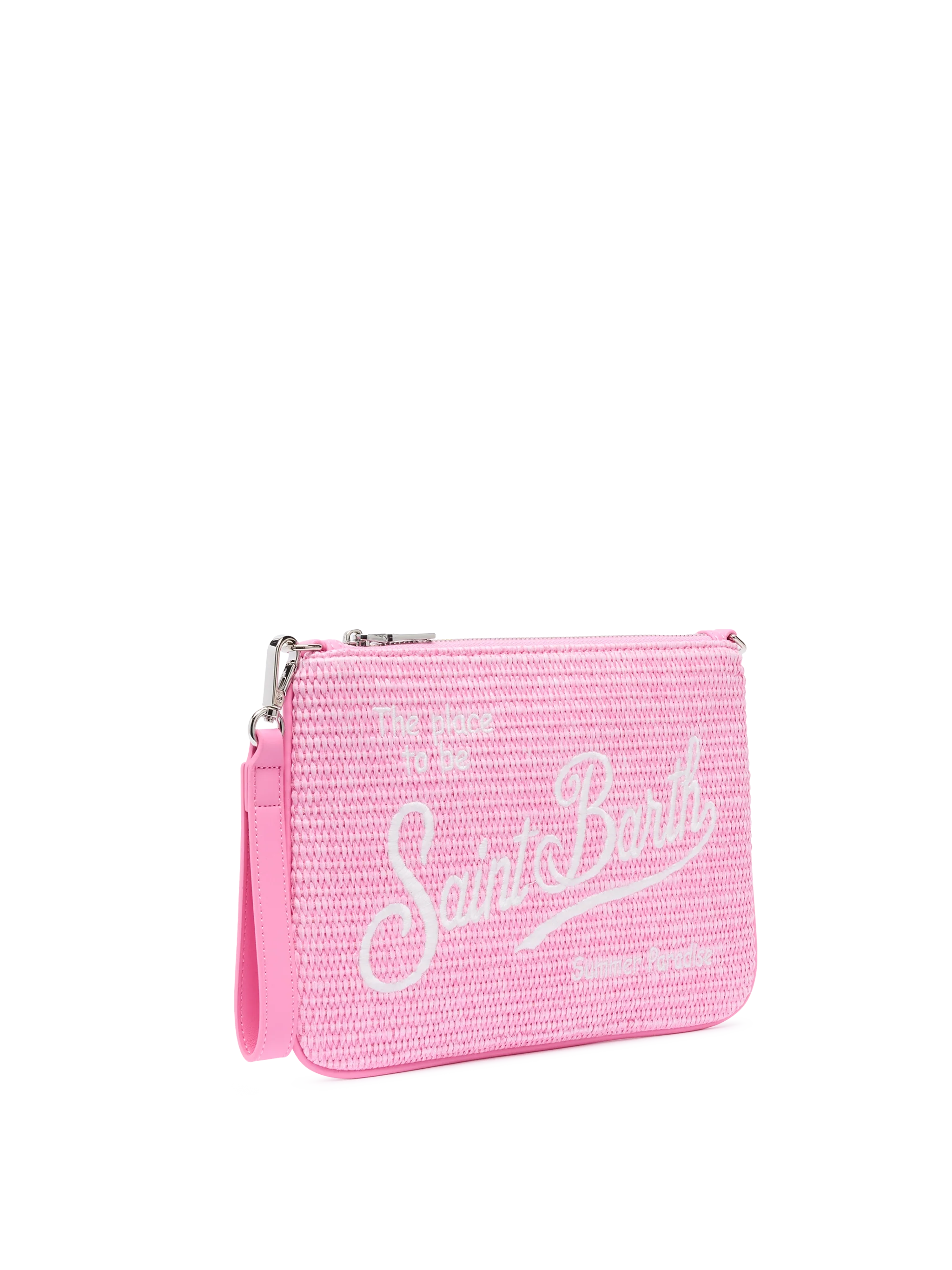 Pochette Parisienne effetto paglia con logo ricamato - Image 4