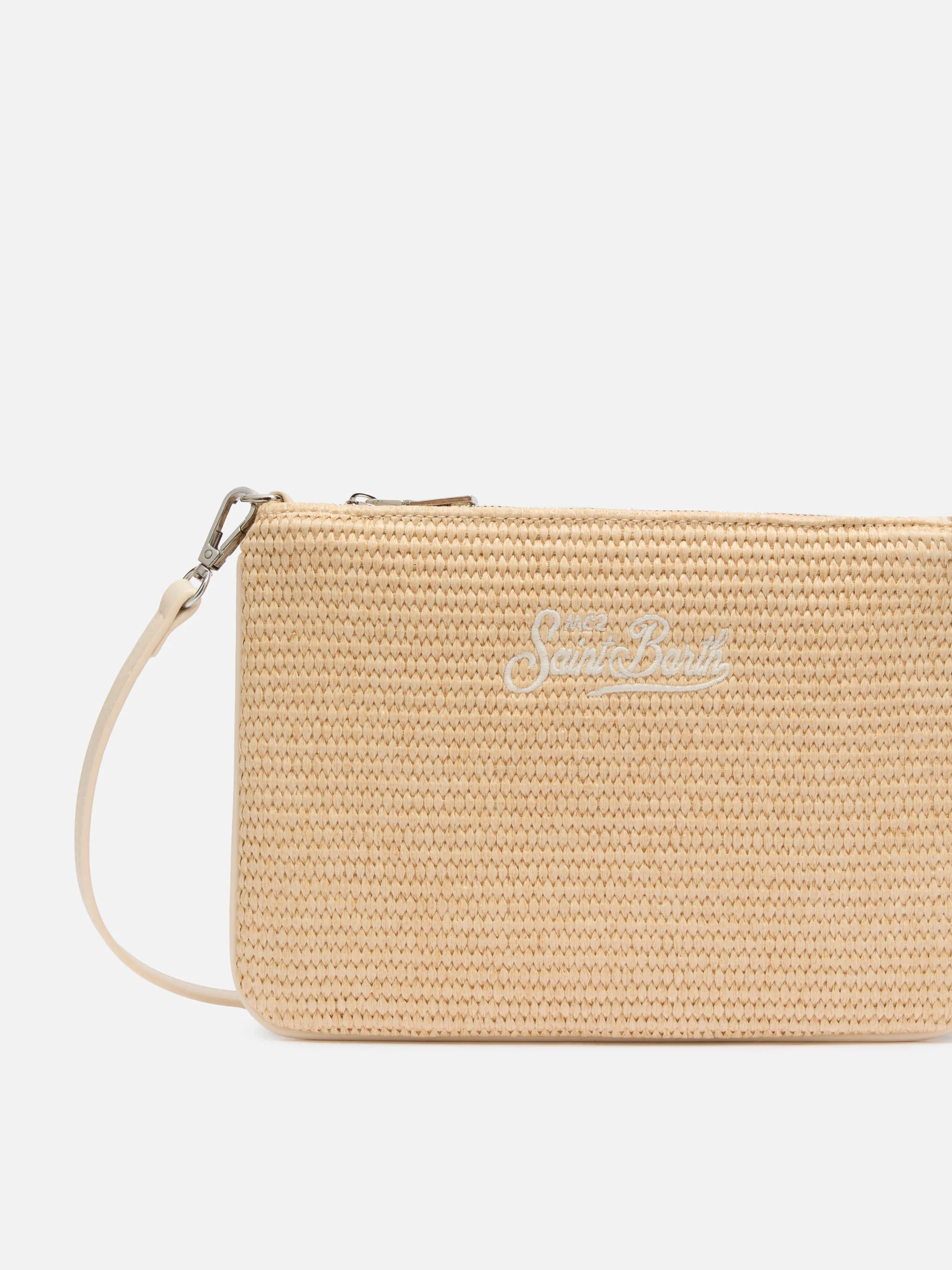 Pochette Parisienne effetto paglia con logo ricamato - Image 3
