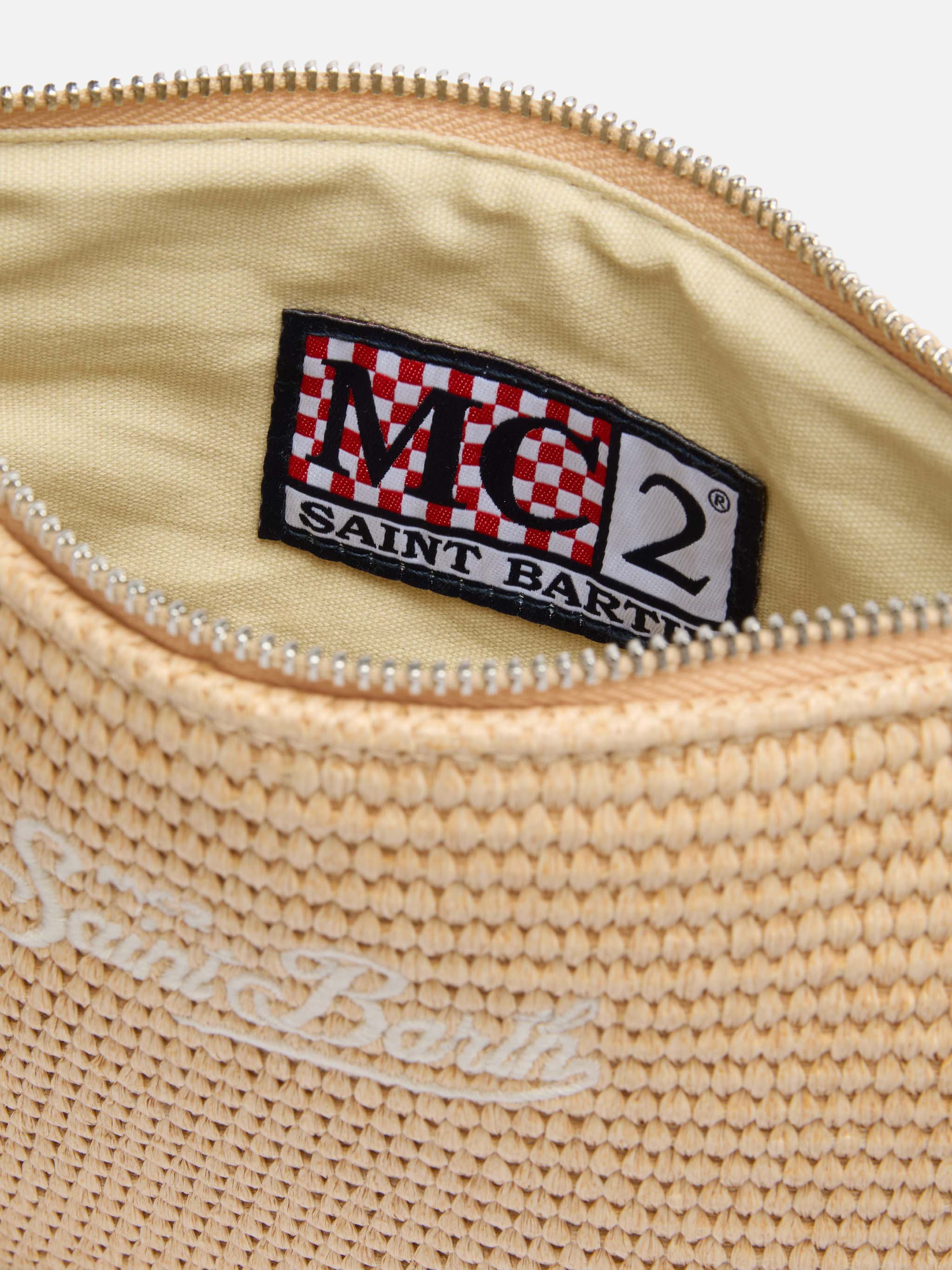 Pochette Parisienne effetto paglia con logo ricamato - Image 5