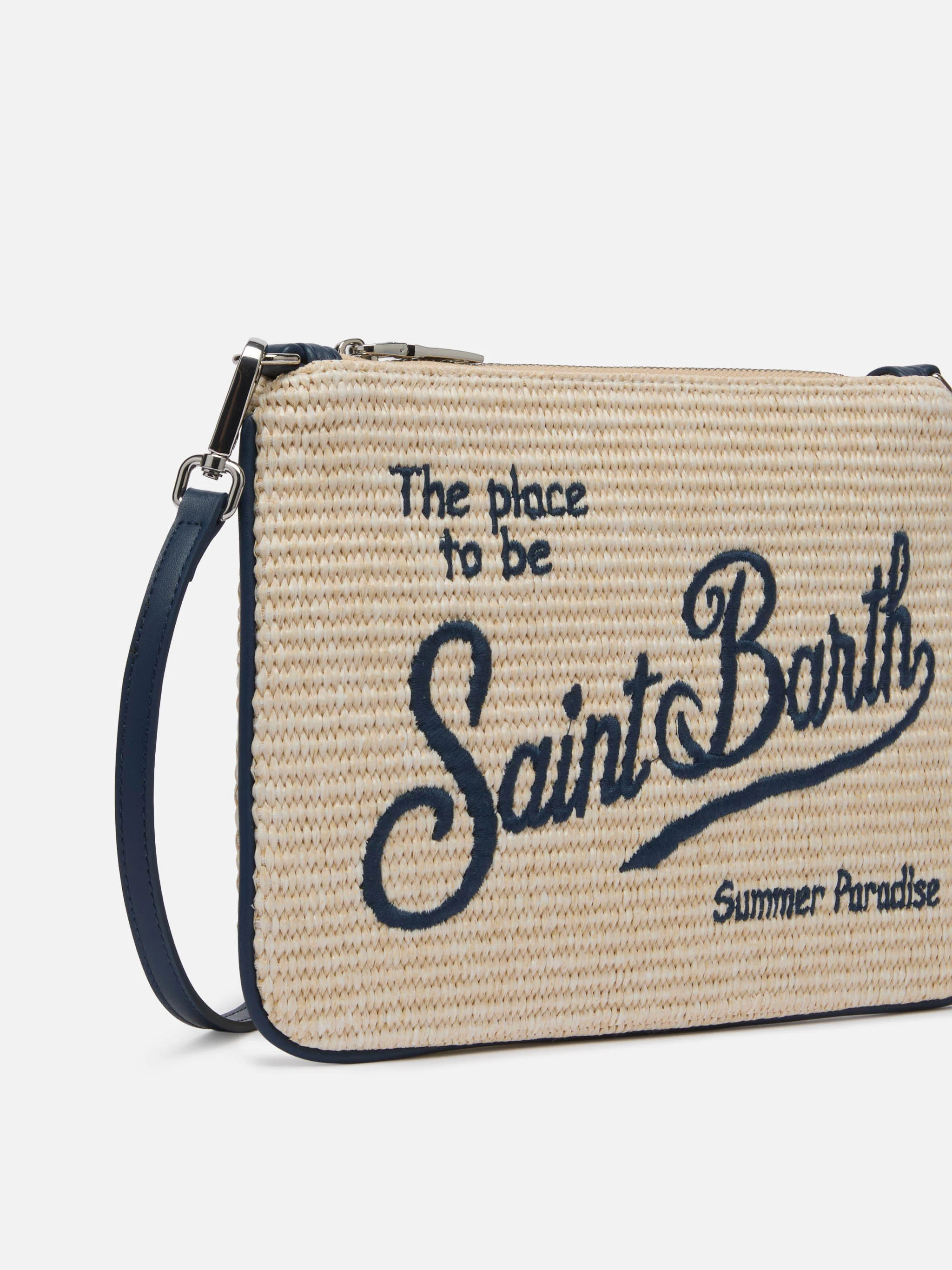 Pochette Parisienne effetto paglia con logo ricamato - Image 2