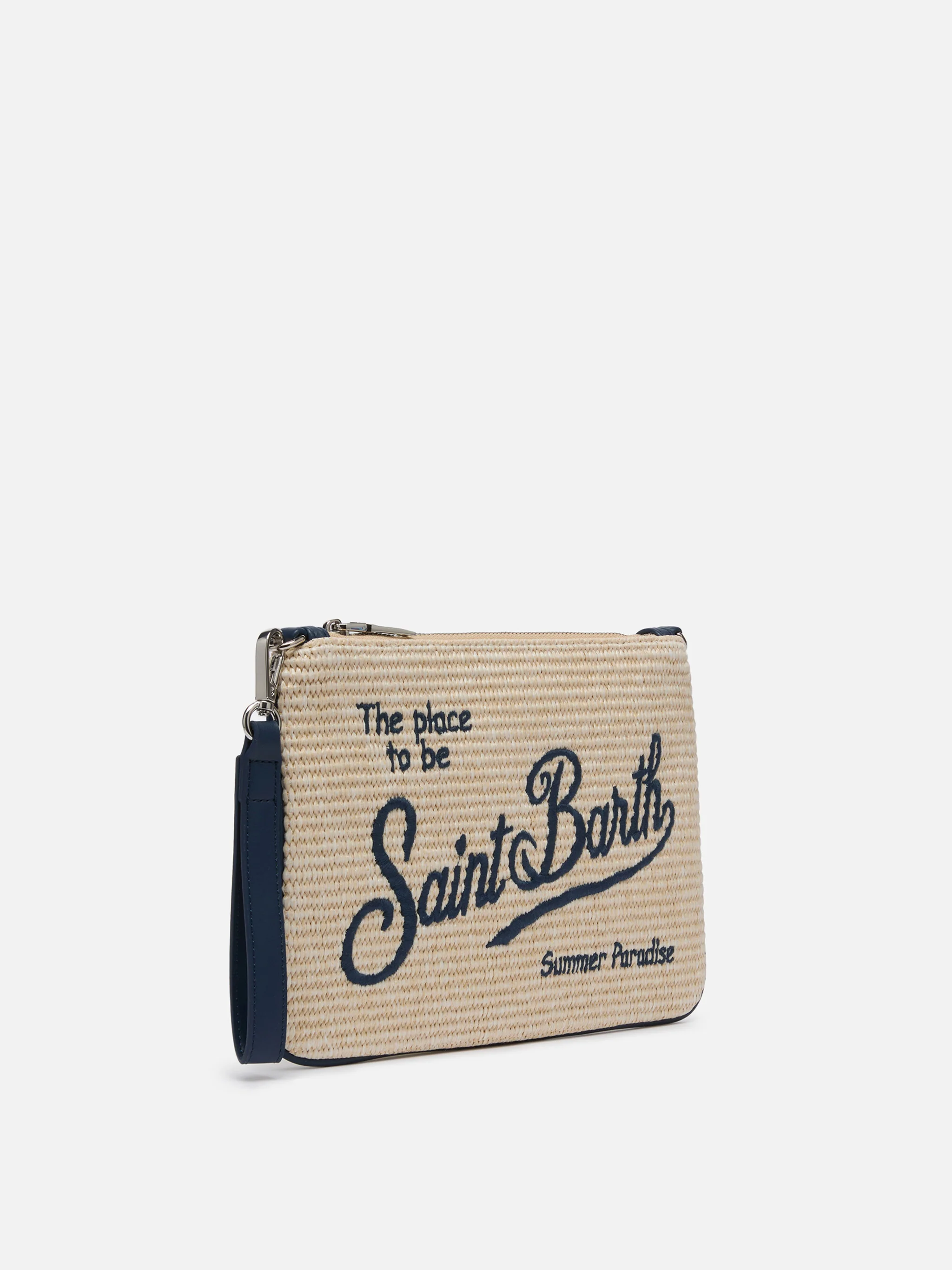 Pochette Parisienne effetto paglia con logo ricamato - Image 3