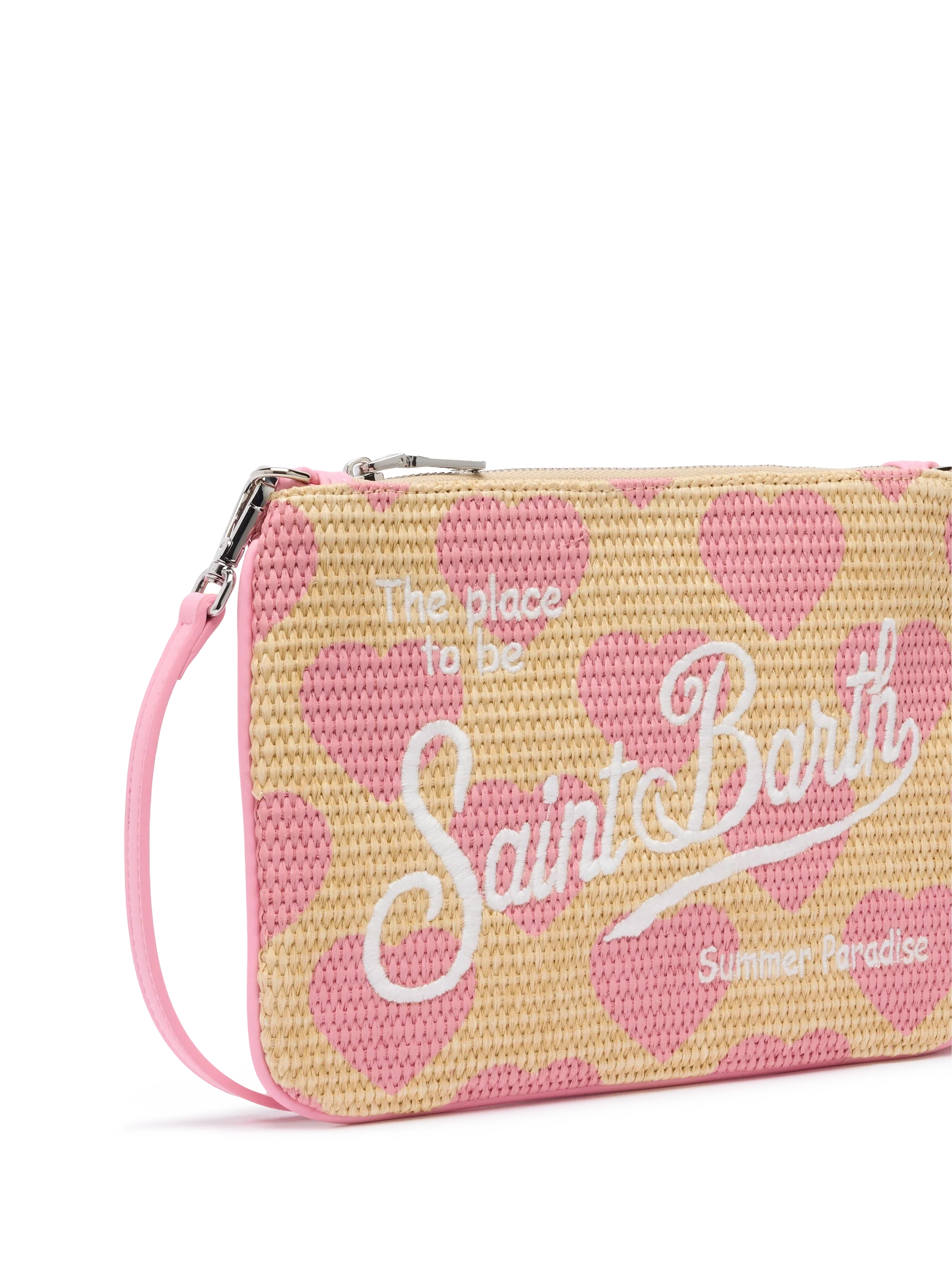 Pochette Parisienne effetto paglia con stampa cuori - Image 3