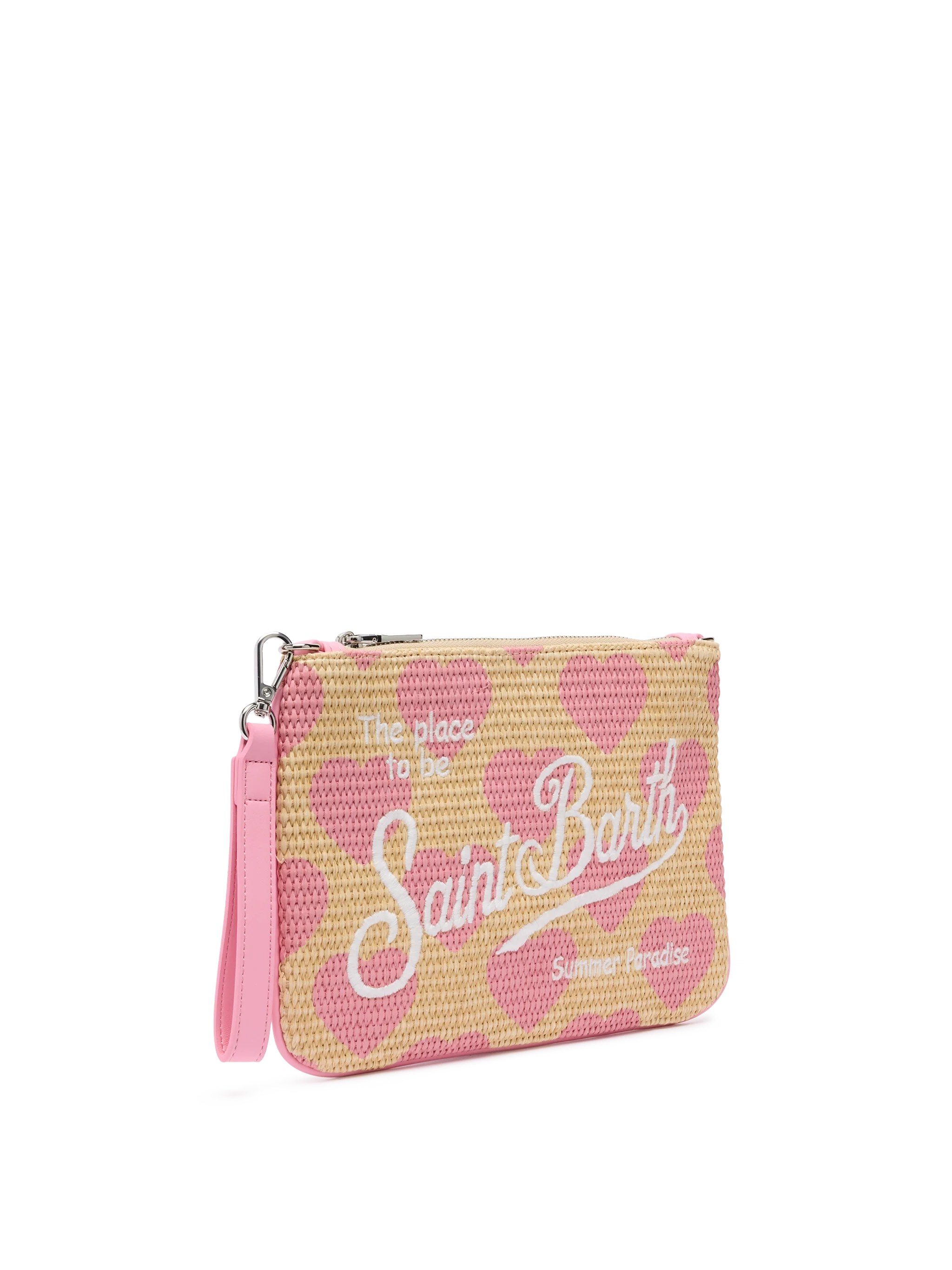 Pochette Parisienne effetto paglia con stampa cuori - Image 4