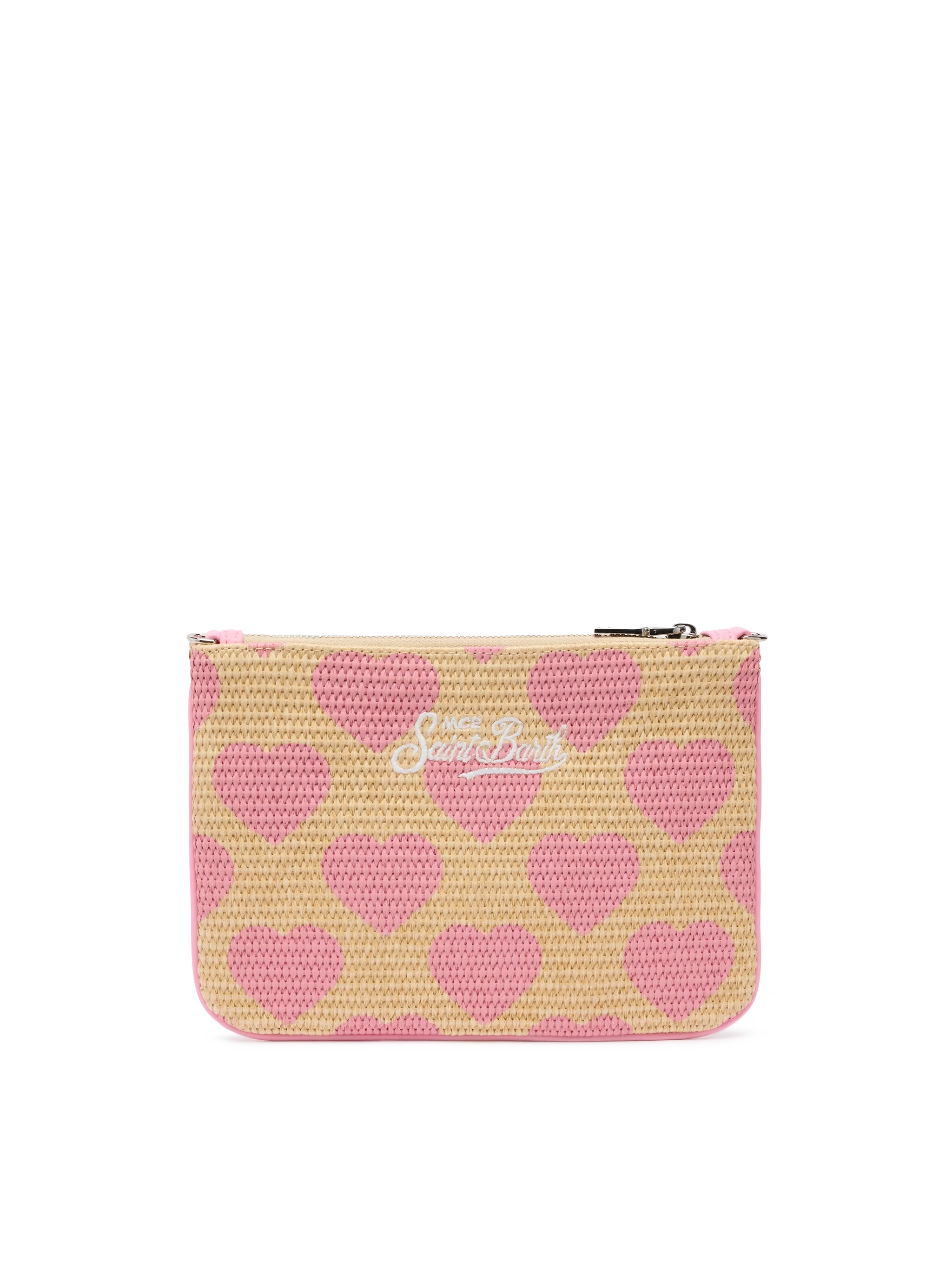 Pochette Parisienne effetto paglia con stampa cuori - Image 5
