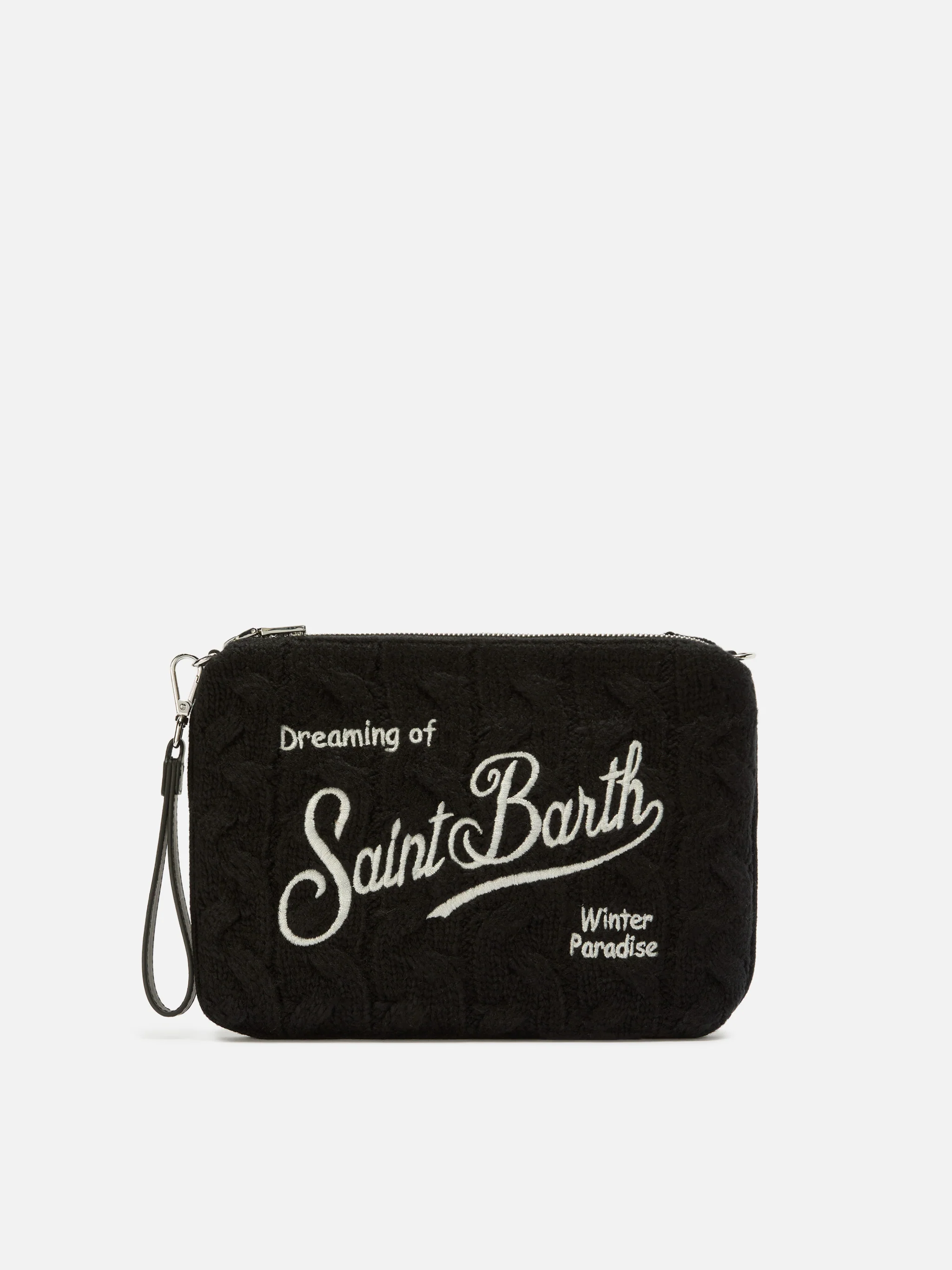 Borsa crossbody Parisienne Wool Braid in misto lana a trecce nera - Image 3