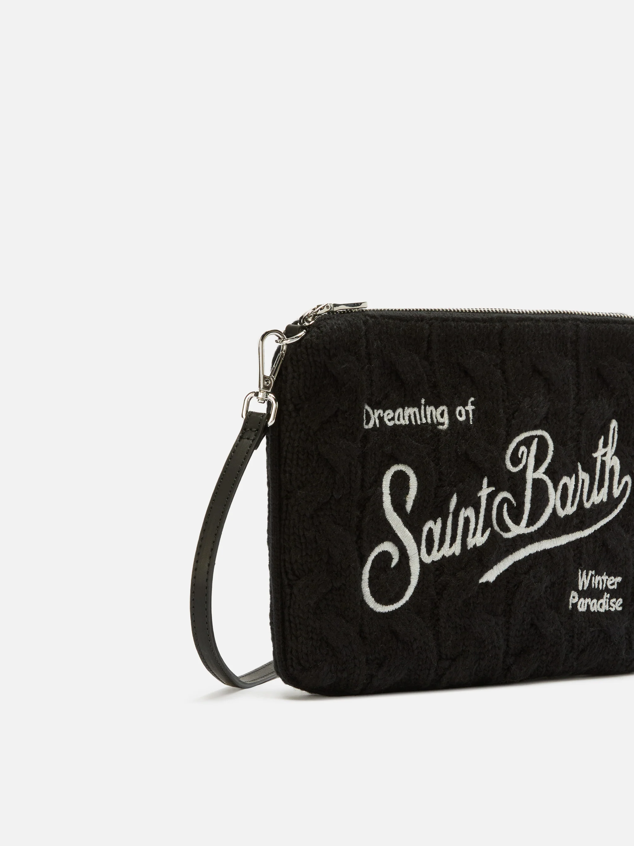 Borsa crossbody Parisienne Wool Braid in misto lana a trecce nera - Image 4