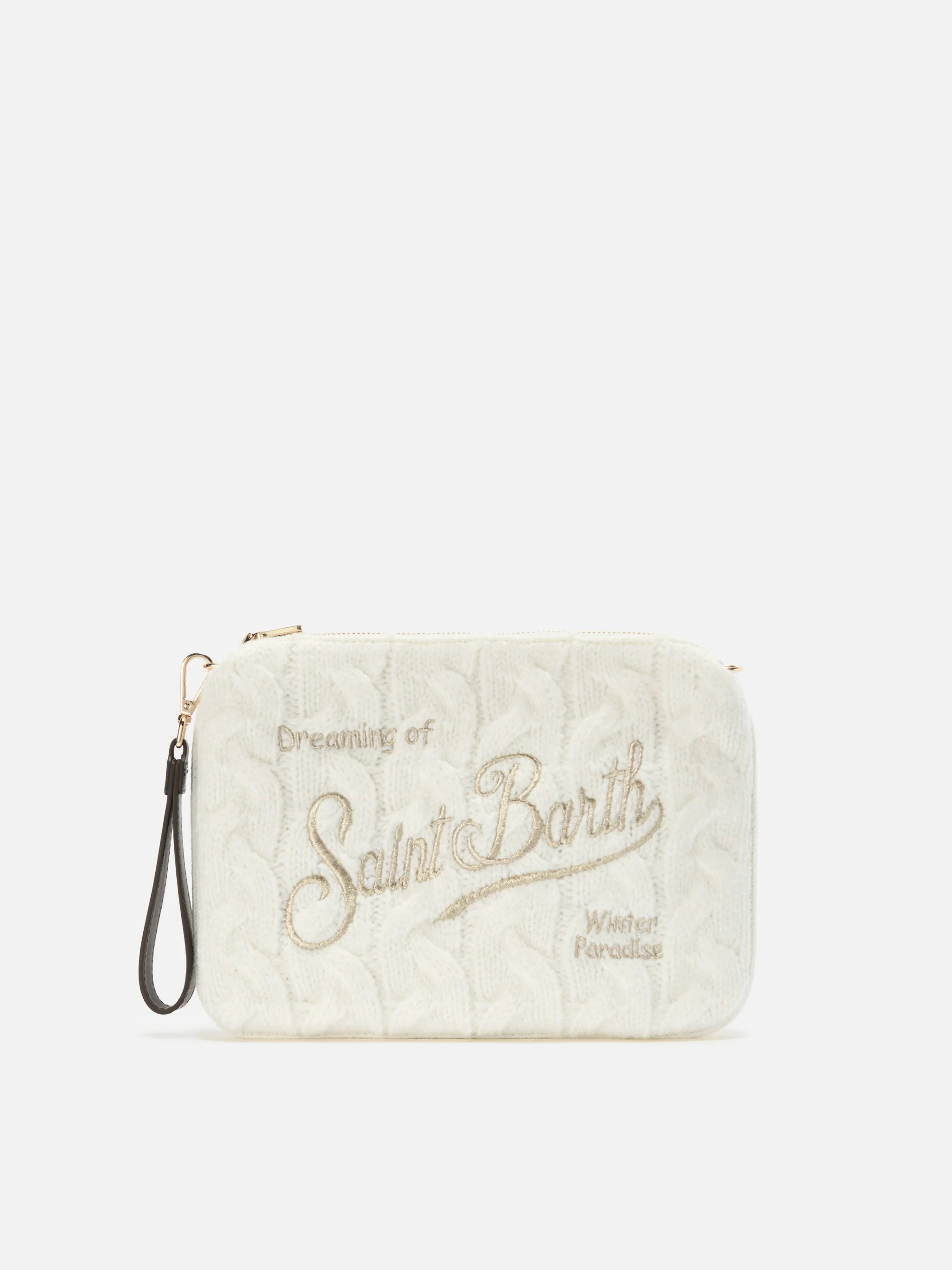 Borsa crossbody Parisienne Wool Braid in misto lana a trecce bianca - Image 3