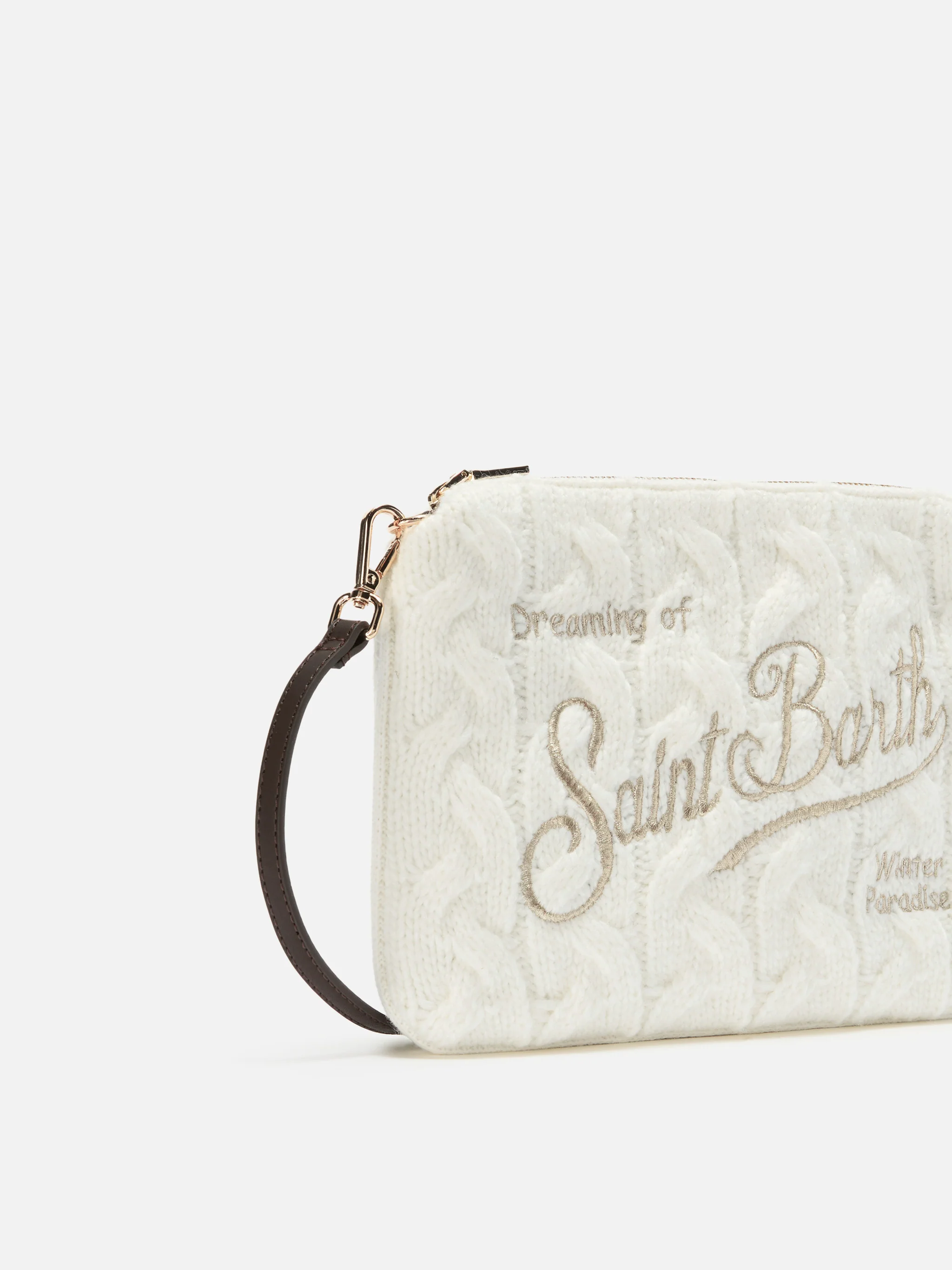 Borsa crossbody Parisienne Wool Braid in misto lana a trecce bianca - Image 4