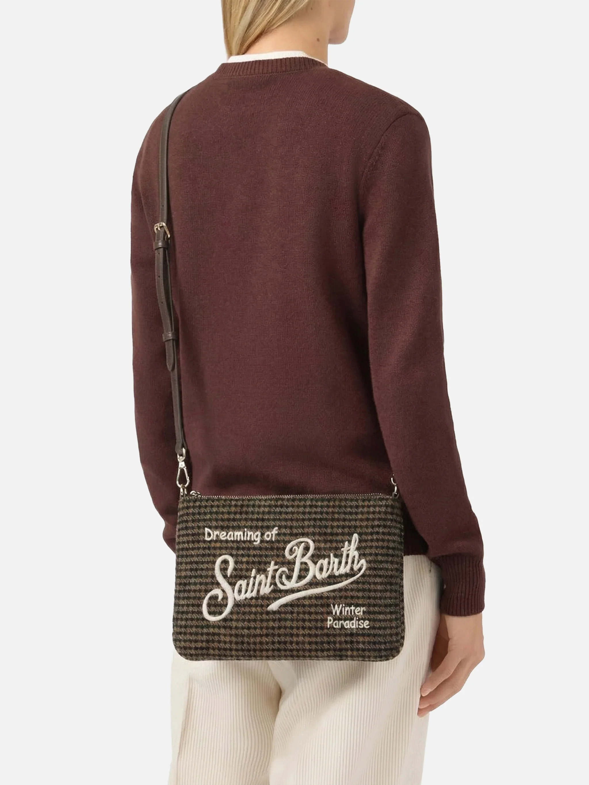 Borsa crossbody Parisienne Wool in misto lana pied de poule - Image 2