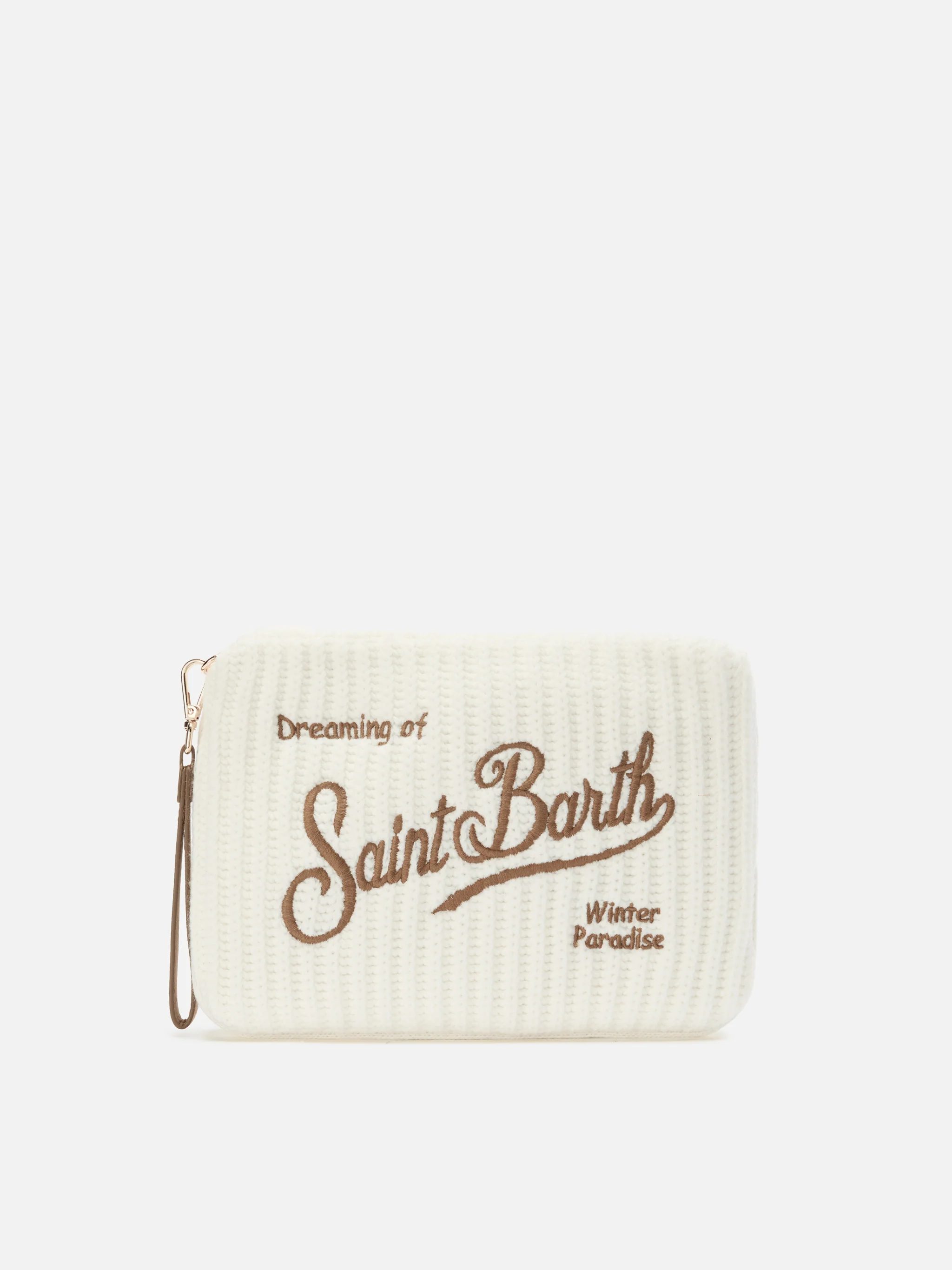 Borsa crossbody Parisienne Wool Rib in misto lana a coste bianca - Image 3