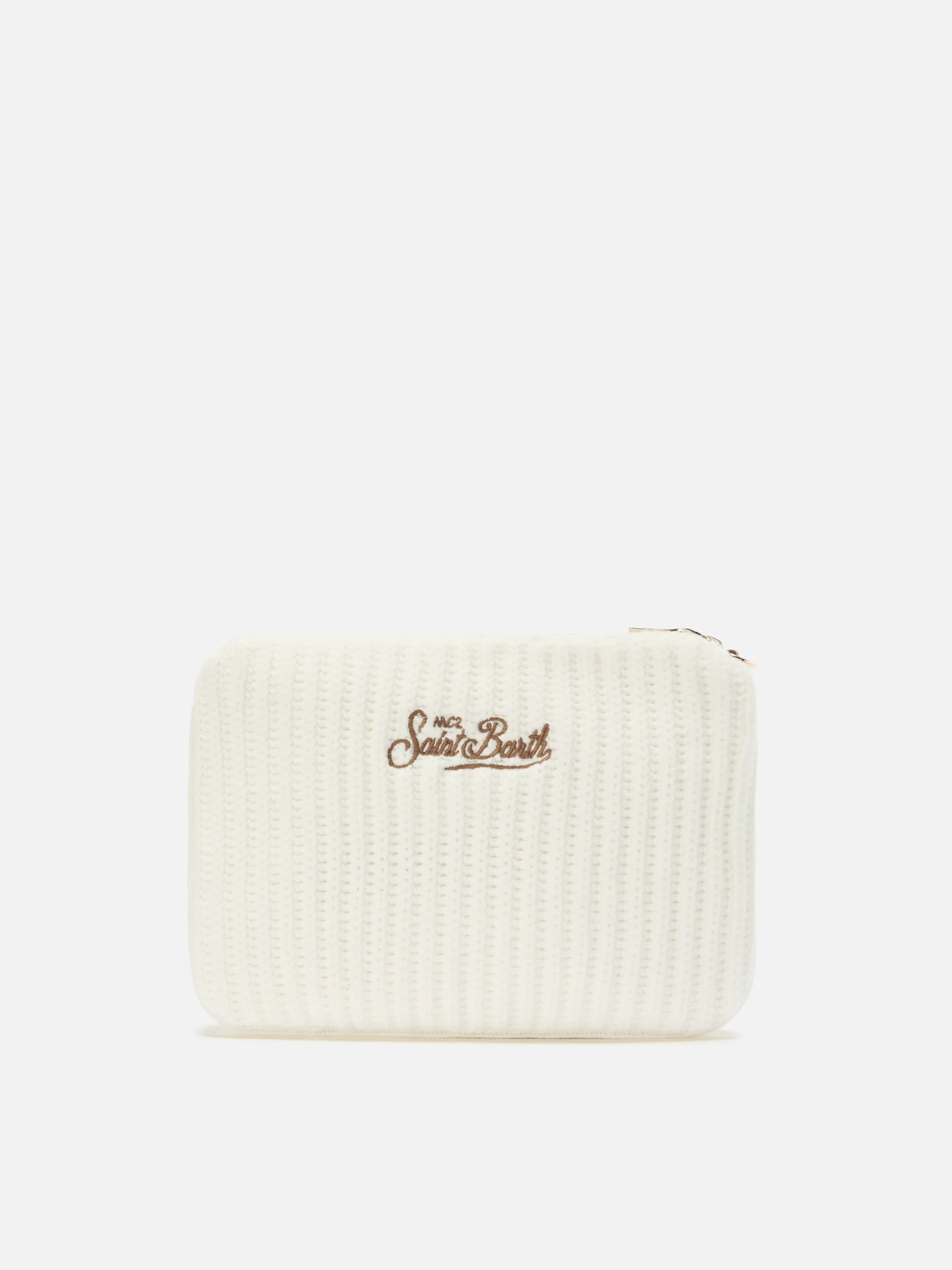 Borsa crossbody Parisienne Wool Rib in misto lana a coste bianca - Image 6