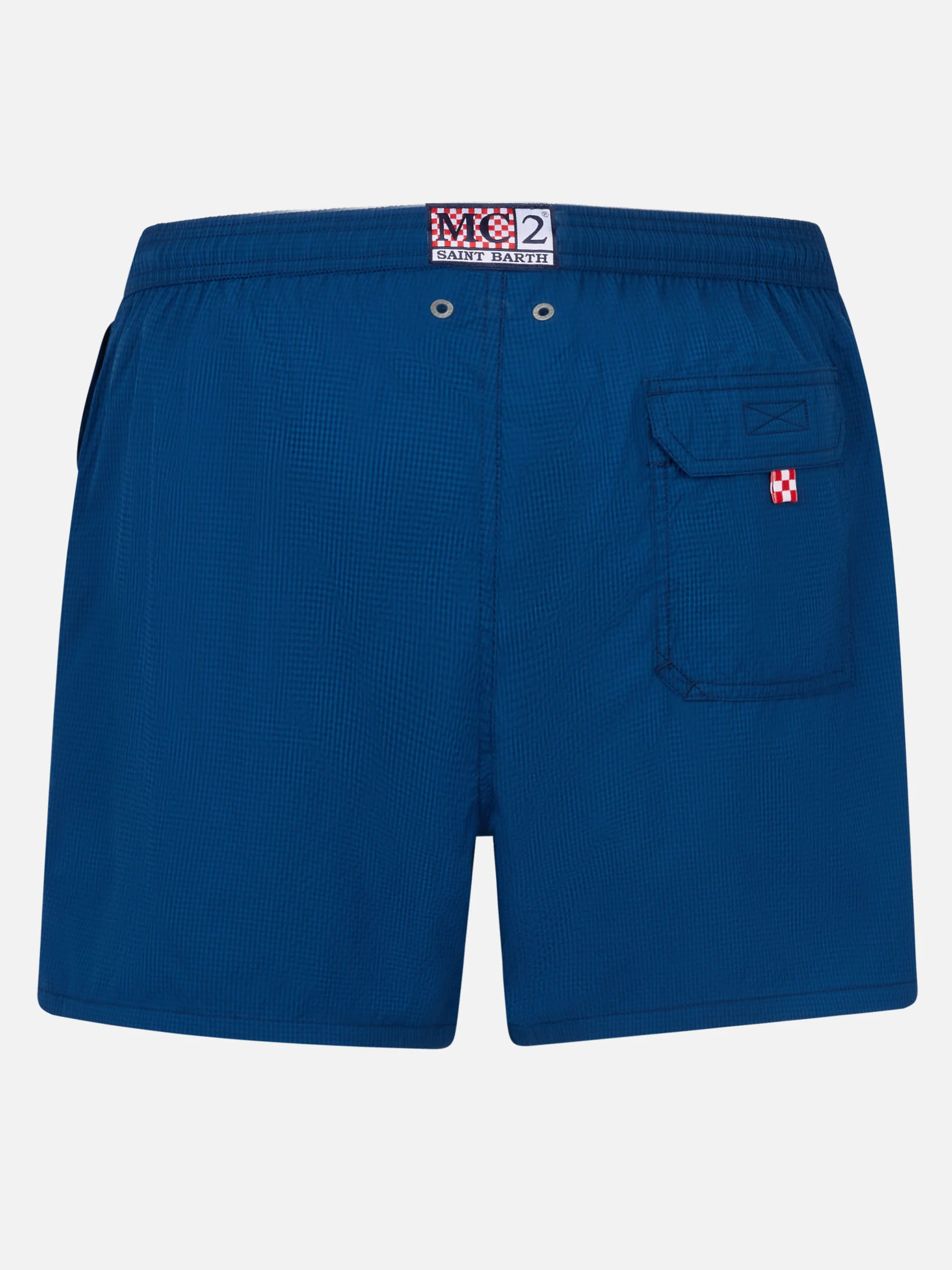 Costume classico leggero Patmos in seersucker a righe blu navy - Image 2