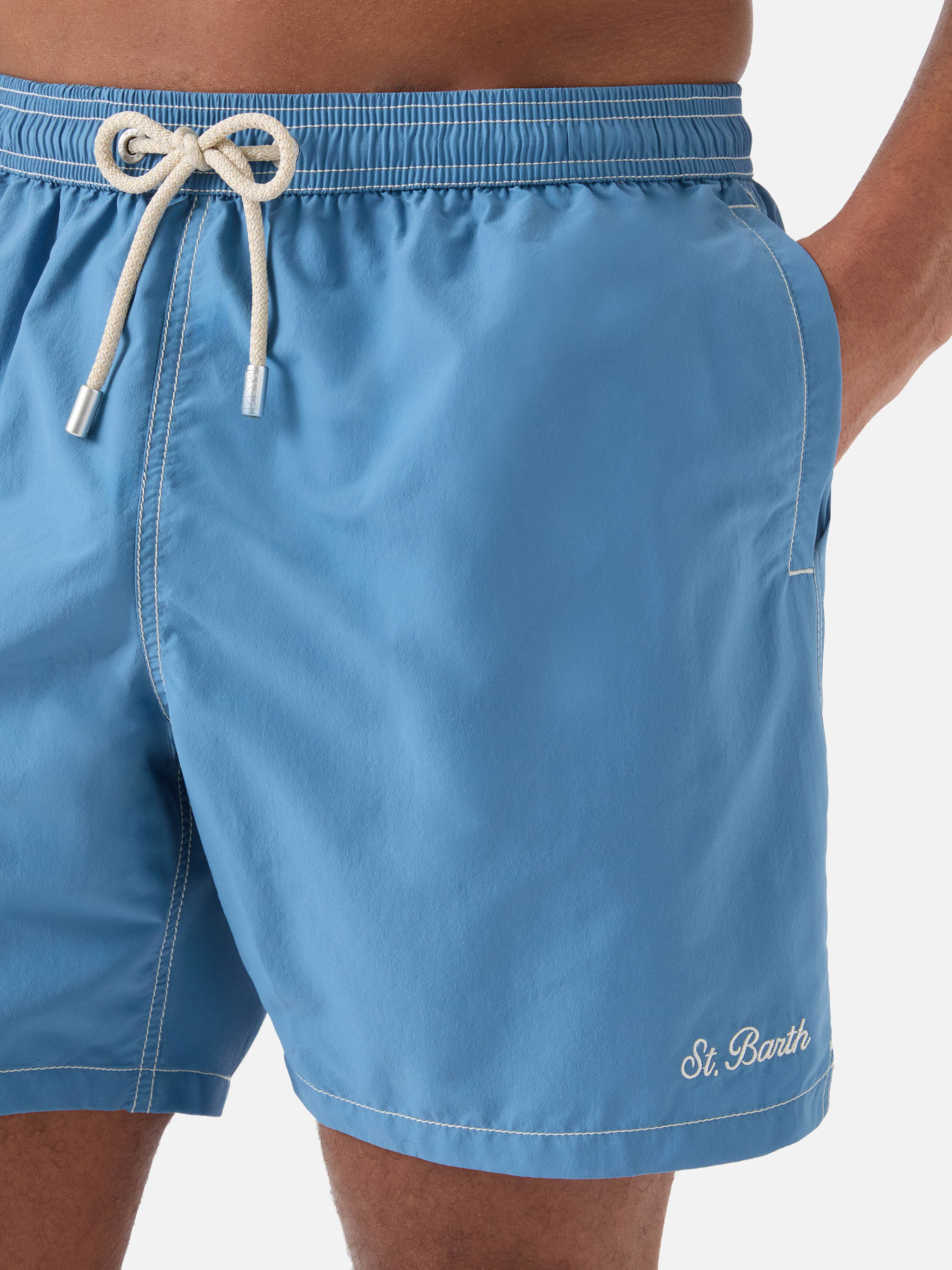 Costume mare classico Patmos in azzurro polvere - Image 4