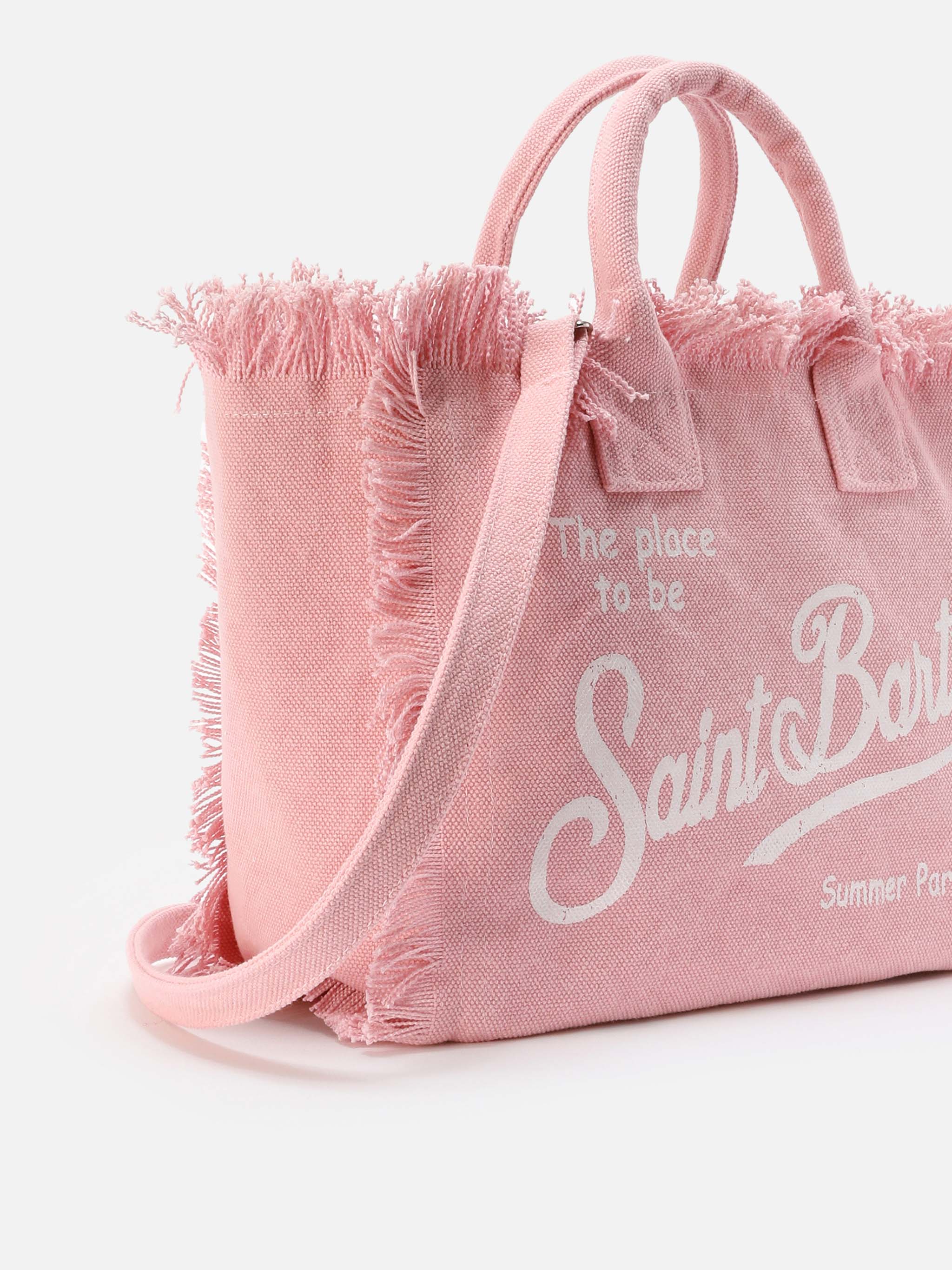 Borsa Colette rosa in canvas con frange - Image 3