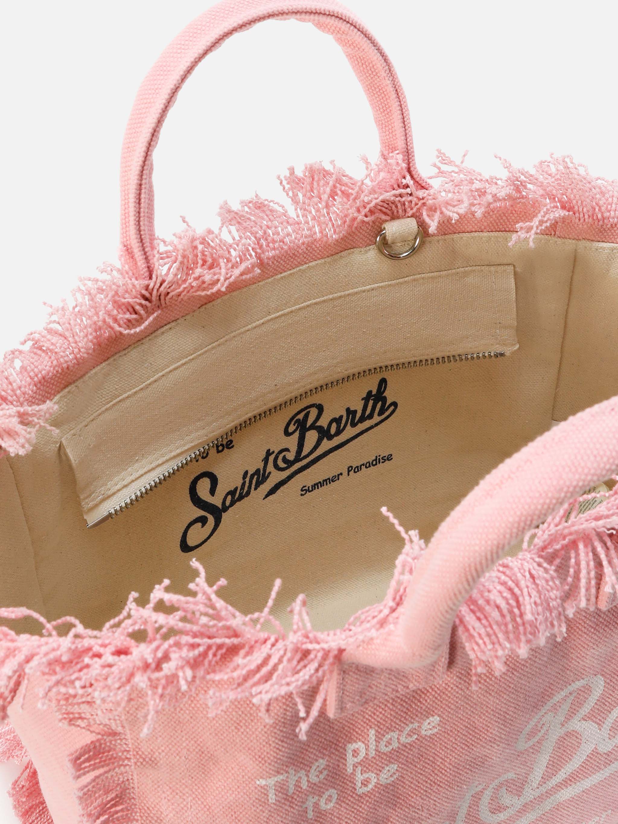 Borsa Colette rosa in canvas con frange - Image 4
