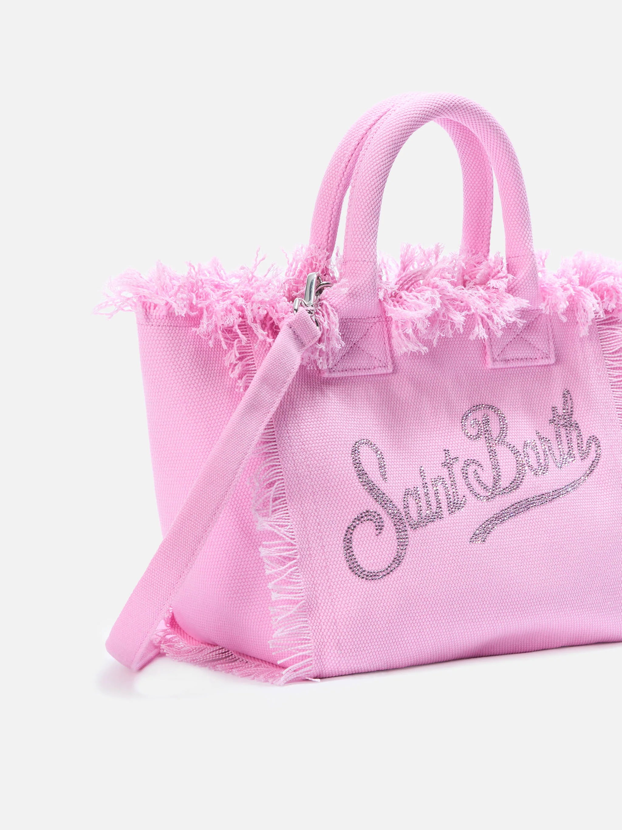 Borsa Colette in canvas rosa con logo in strass - Image 3