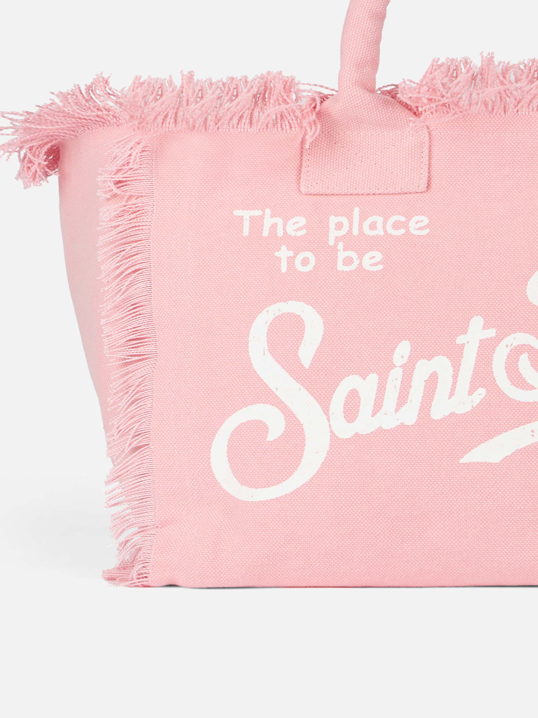 Borsa a spalla Vanity in canvas di cotone rosa - Image 4