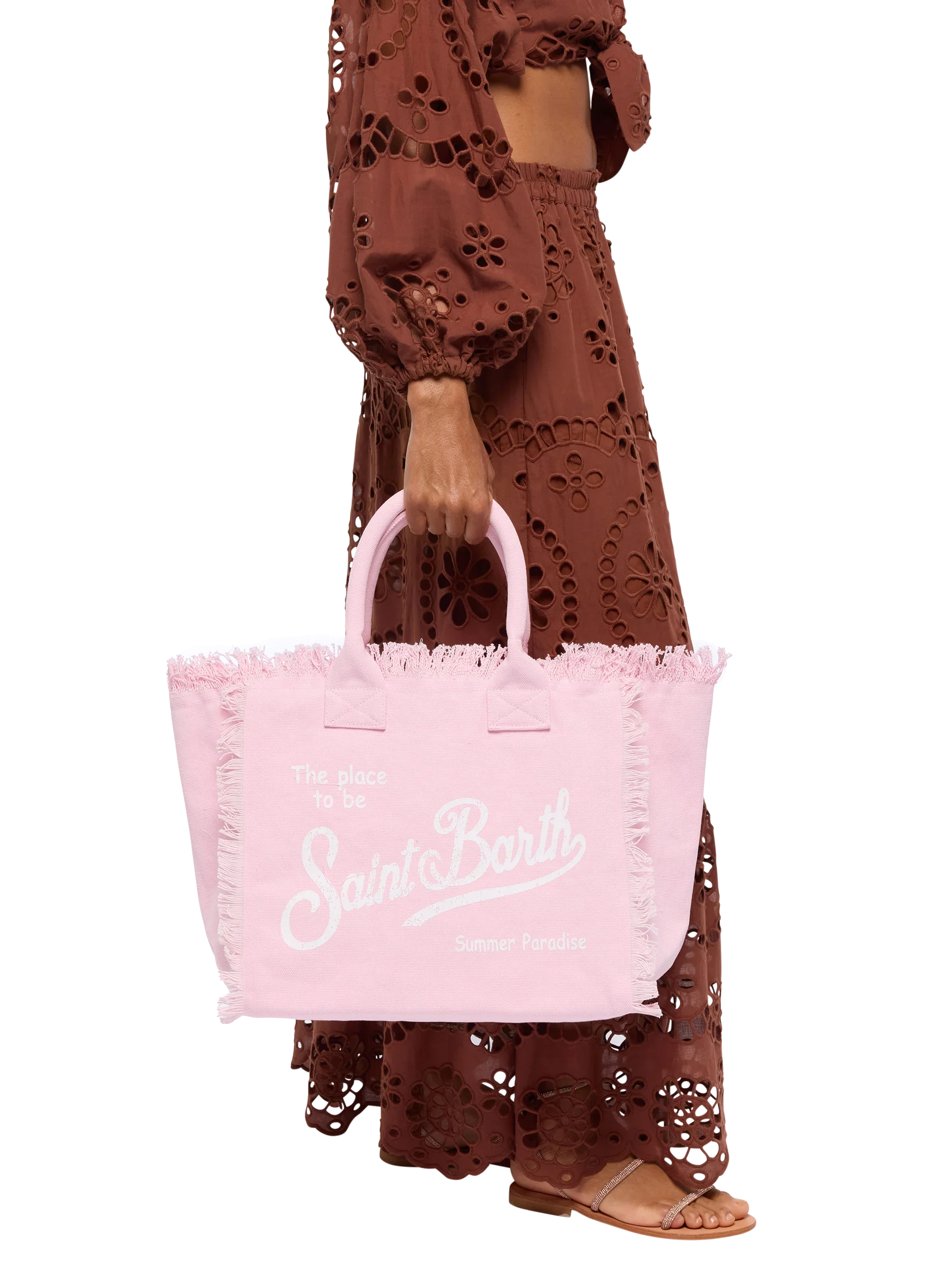 Borsa a spalla Vanity in canvas di cotone rosa - Image 2