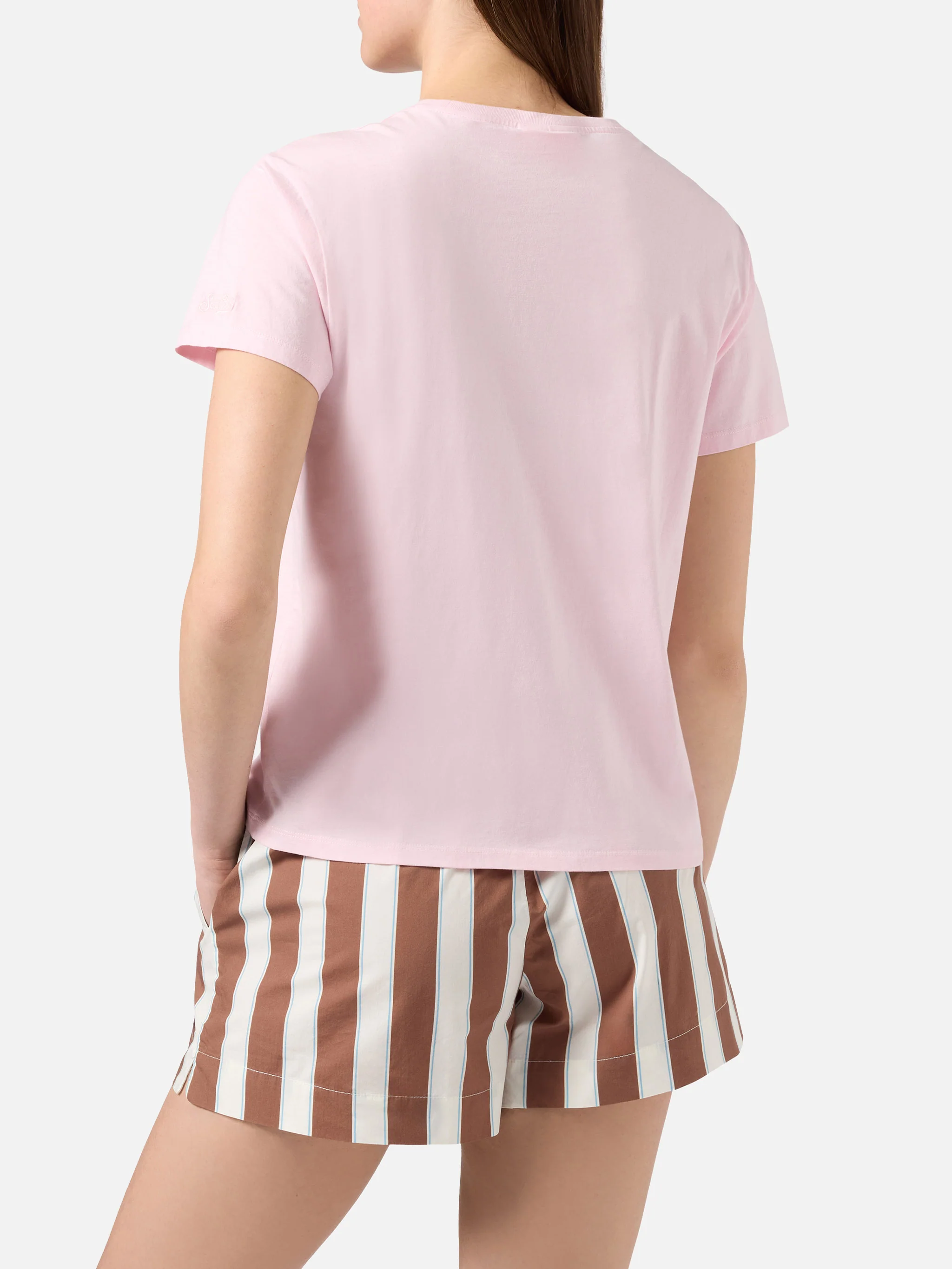 T-shirt Emilie rosa con ricamo Mi girano le pale - Image 3