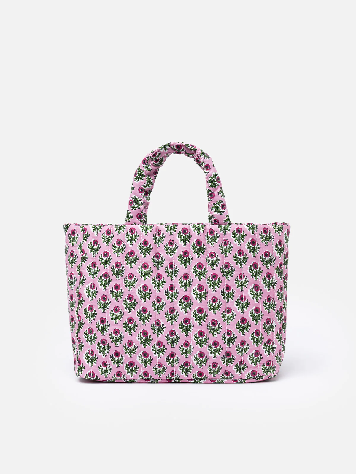 Borsa Soft Tote Mid trapuntata a fiori rosa - Image 4