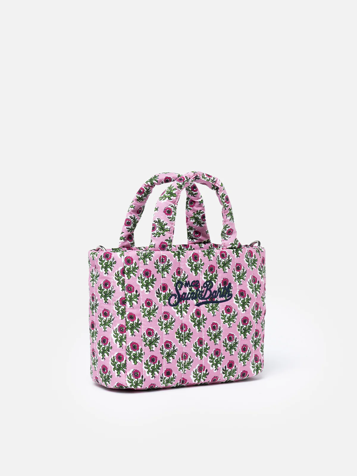 Borsa Soft Tote Mini trapuntata a fiori rosa - Image 3