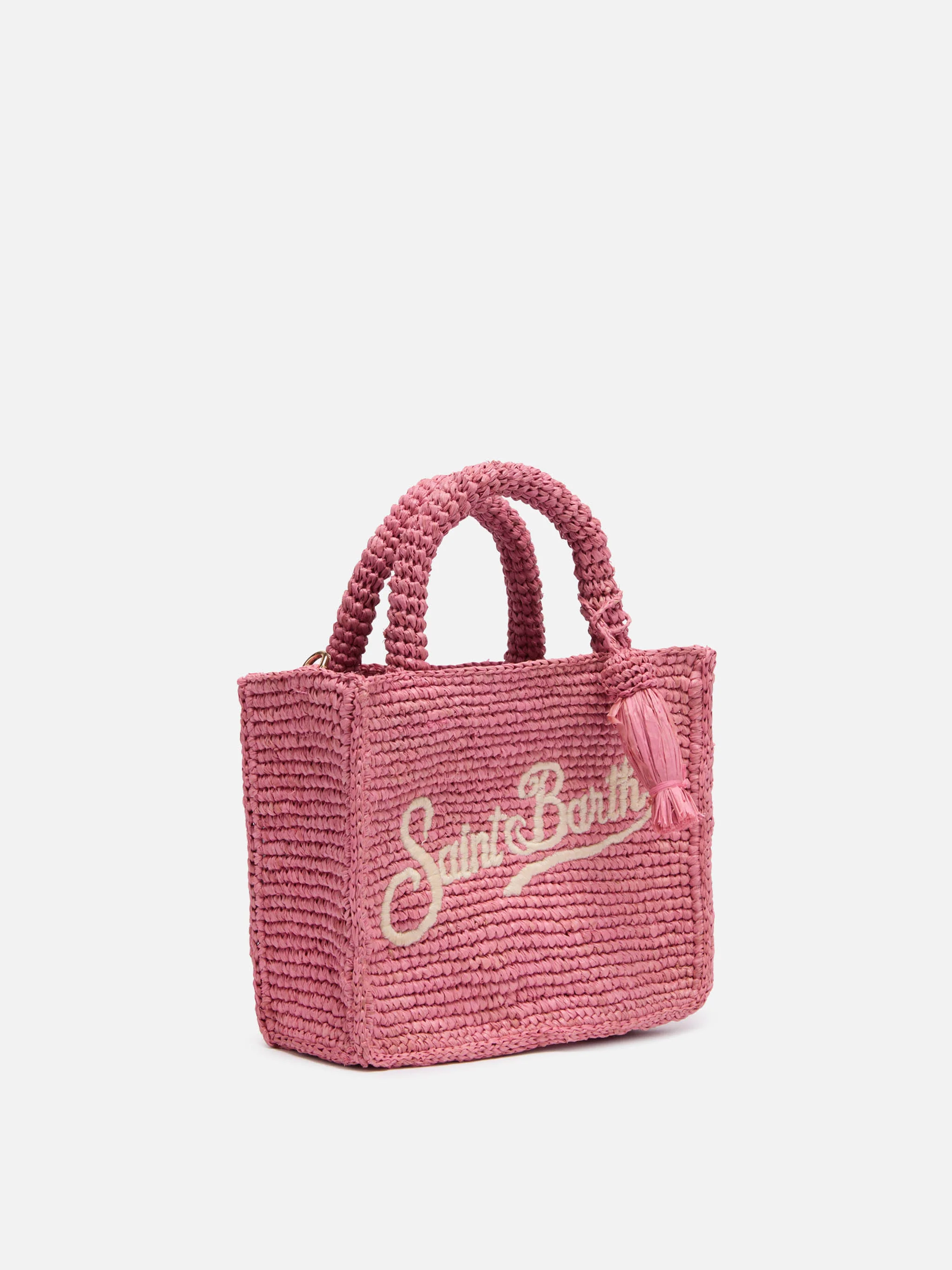 Borsa Mini Vanity in rafia rosa con ricamo Saint Barth - Image 4