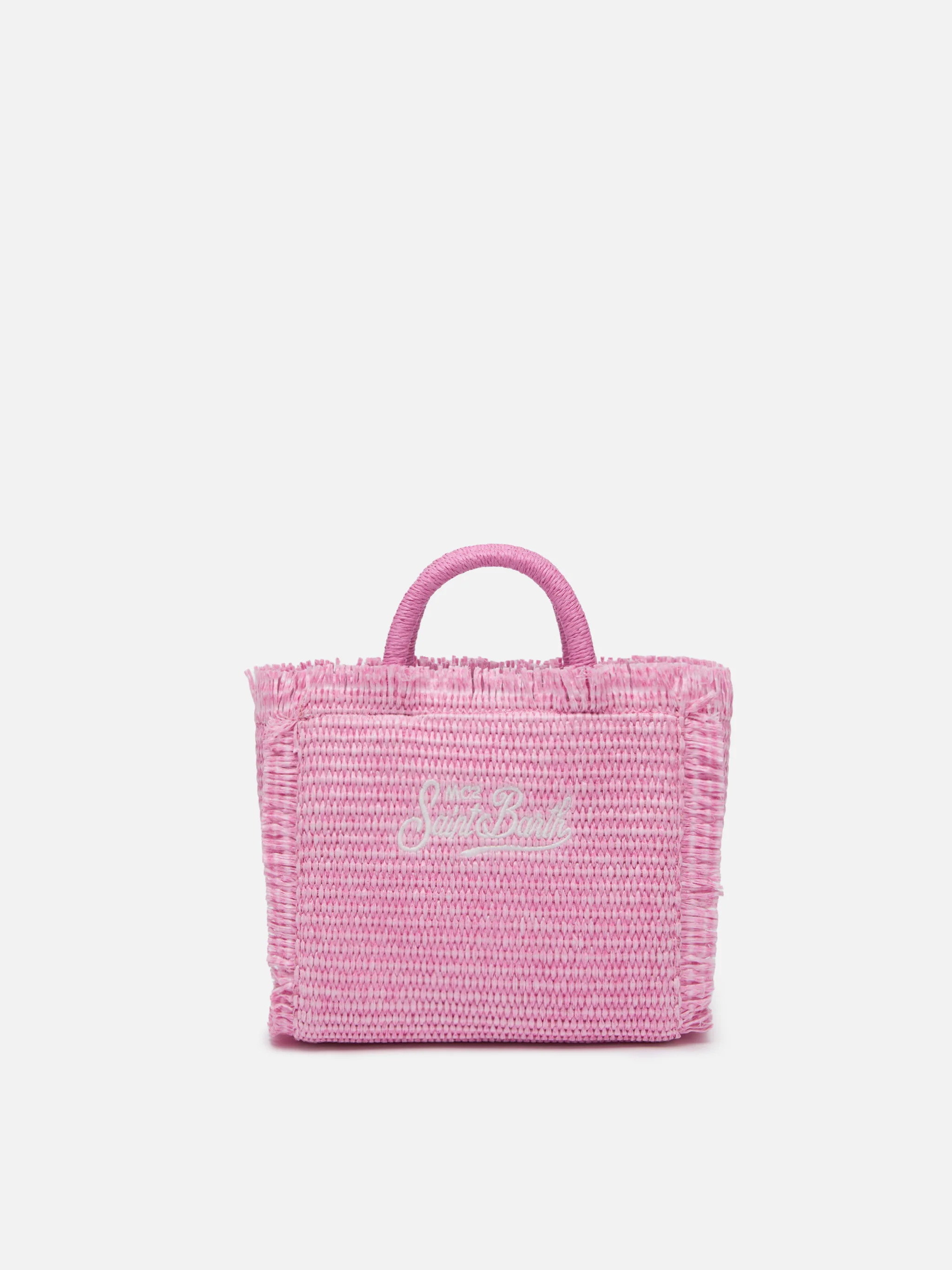 Borsa Mini Vanity rosa effetto paglia - Image 5