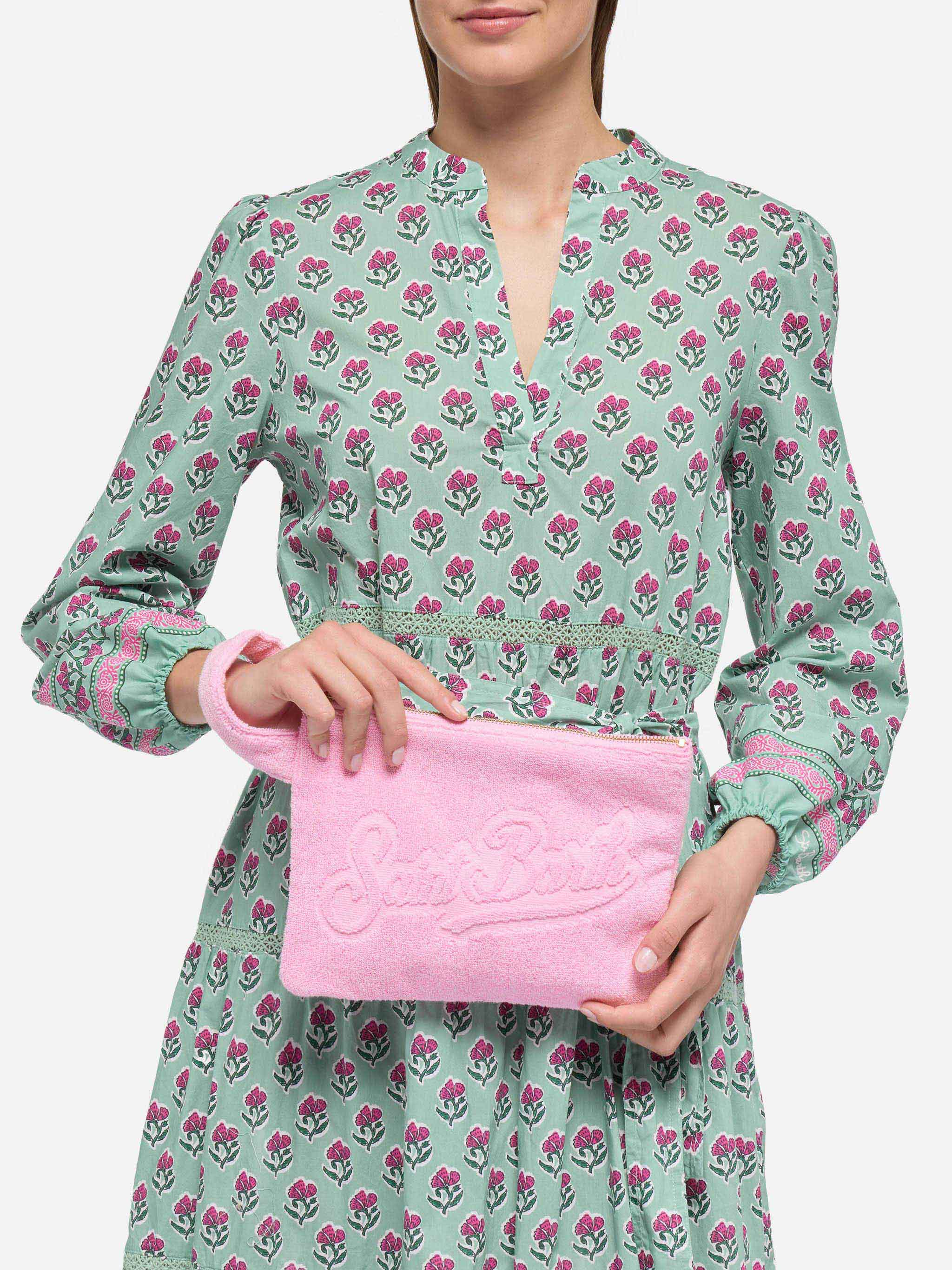 Pochette Pareasy rosa con logo Saint Barth in jacquard - Image 2