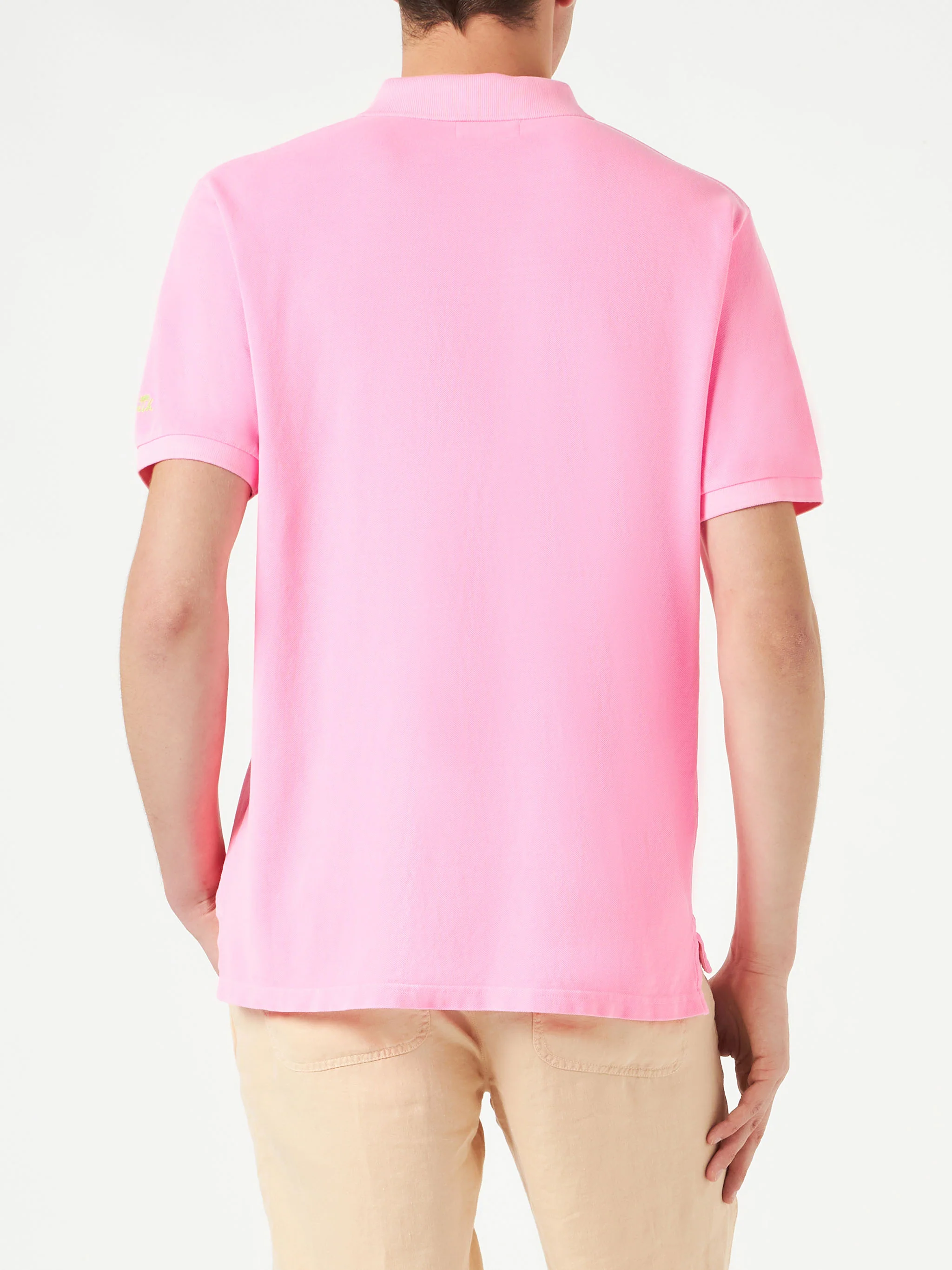 Polo in piquet rosa con logo St. Barth ed effetto vintage - Image 3