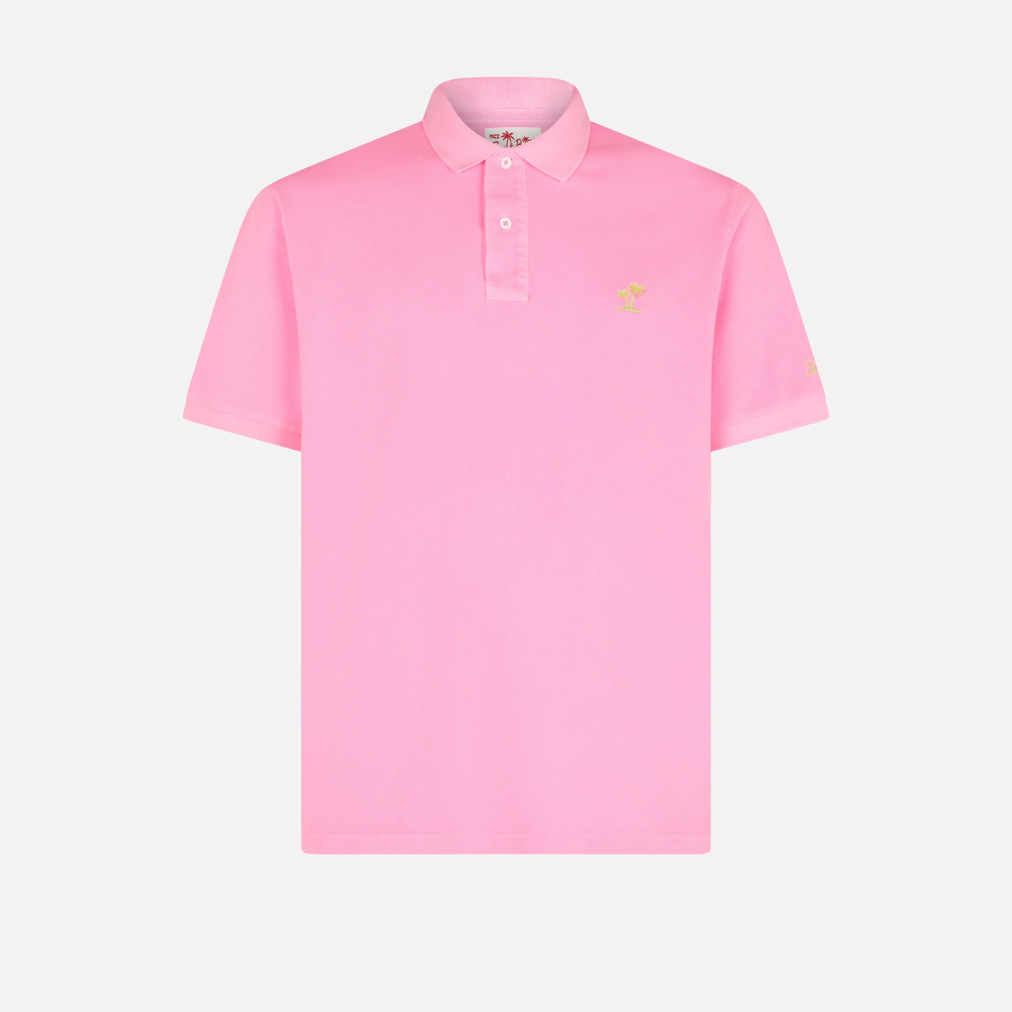 Polo in piquet rosa con logo St. Barth ed effetto vintage - Image 4