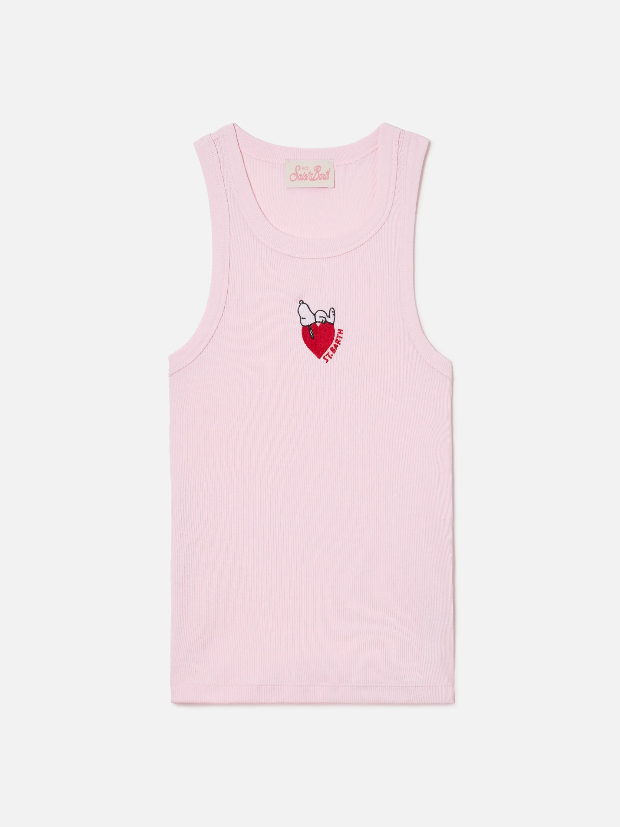 Canottiera Ada a costine rosa con stampa Snoopy e ricamo St. Barth Lover | Special edition - Image 4