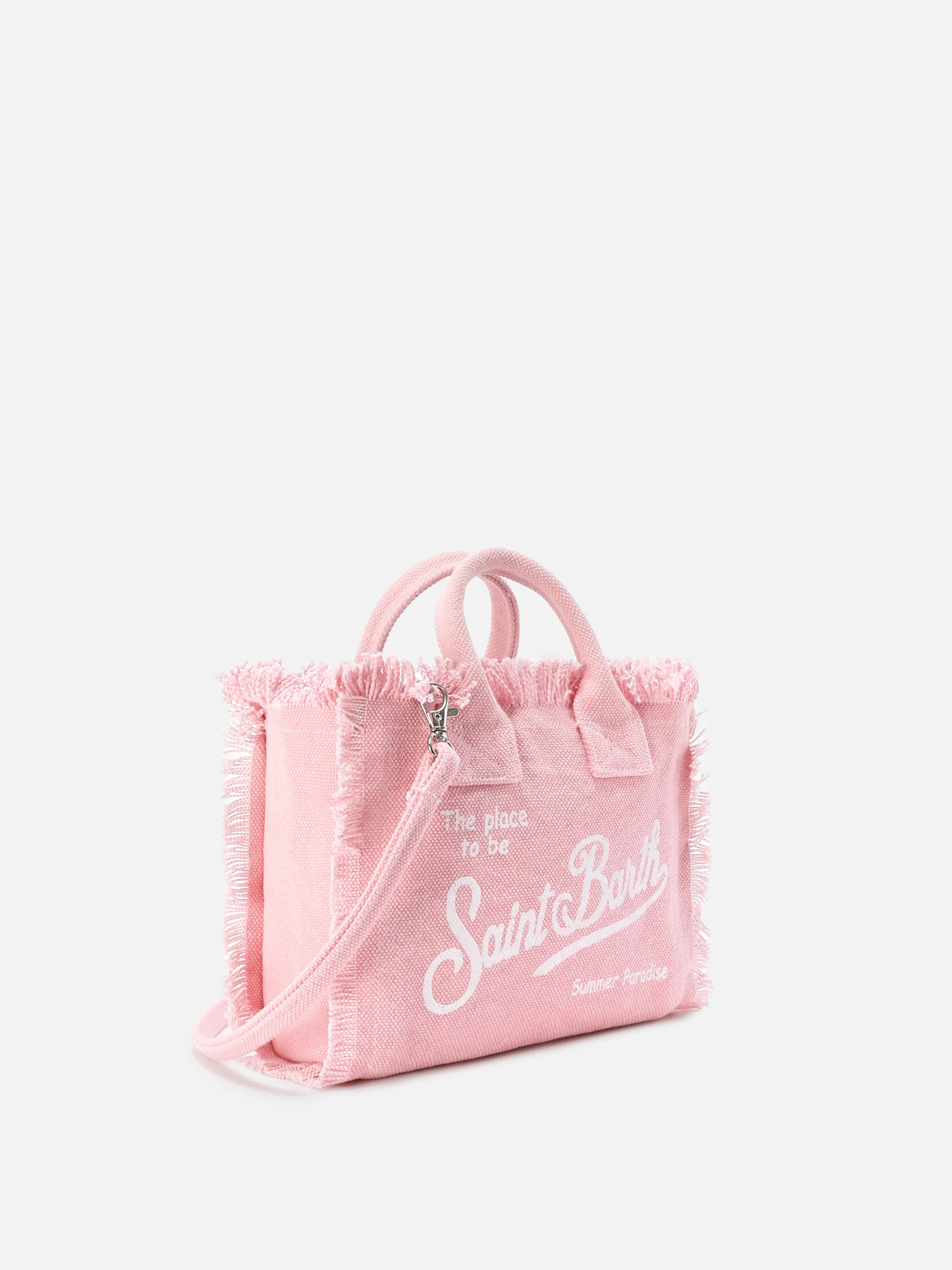 Borsa Vanity mini in canvas rosa tinta unita - Image 3