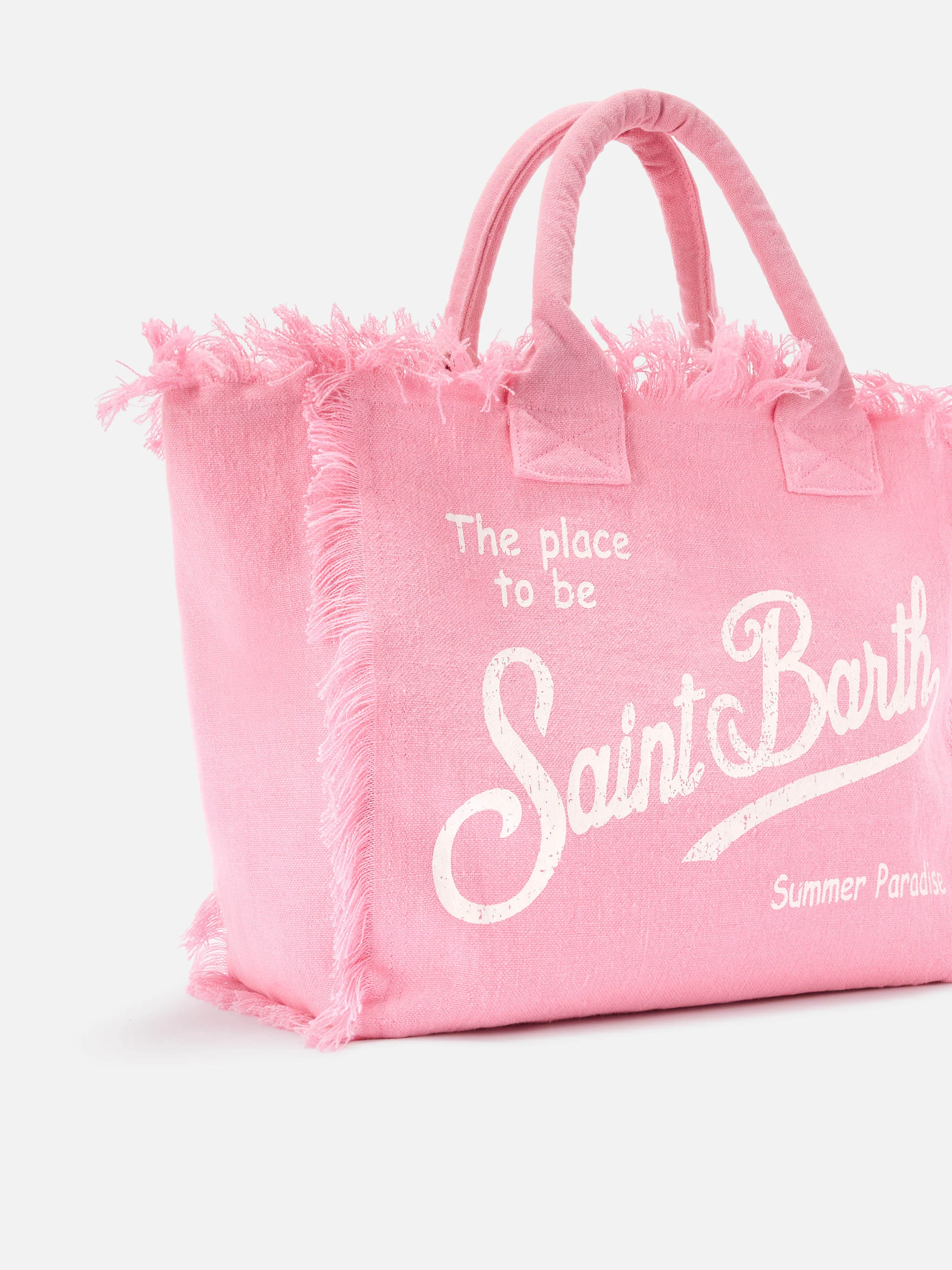 Borsa Vanity regular in lino rosa tinta unita - Image 2