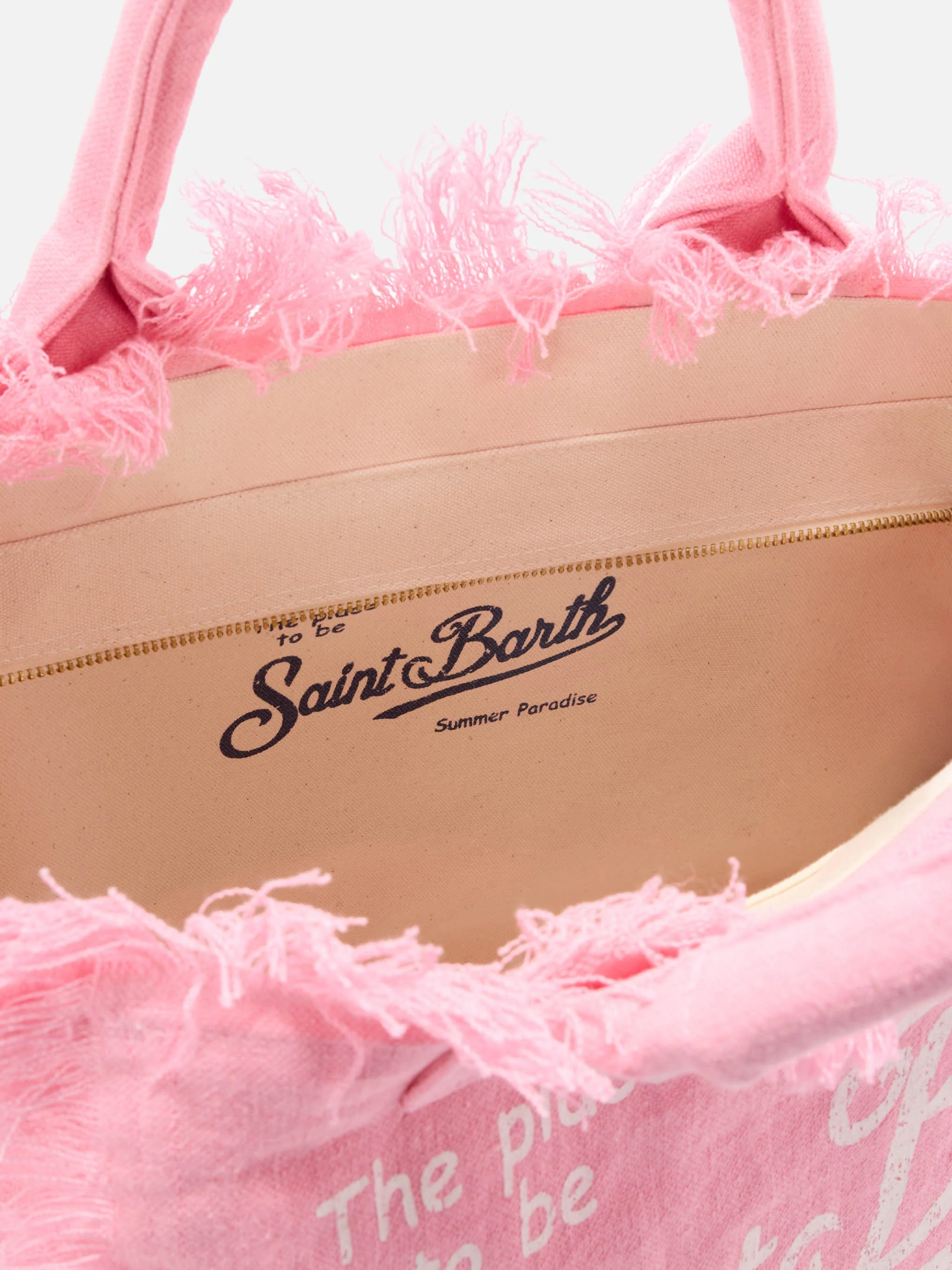 Borsa Vanity regular in lino rosa tinta unita - Image 3