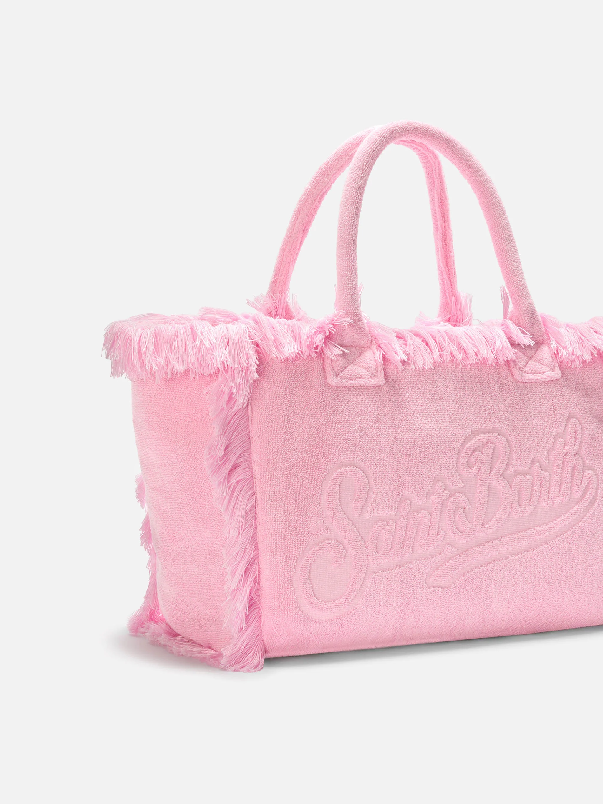Borsa Vanity regular in tessuto effetto spugna rosa tinta unita - Image 3