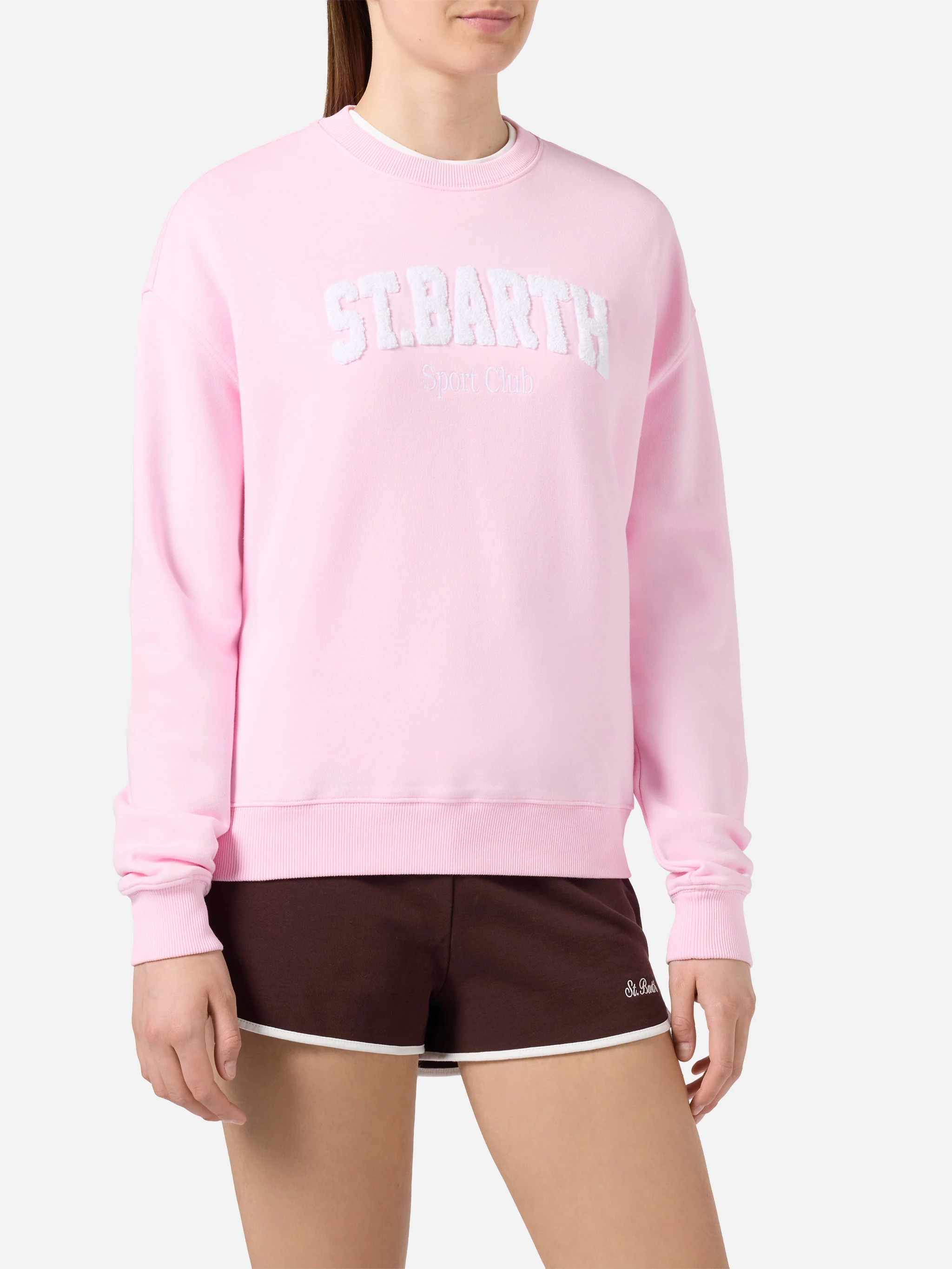 Felpa Stardust rosa con logo effetto spugna e ricamo Sport Club - Image 2