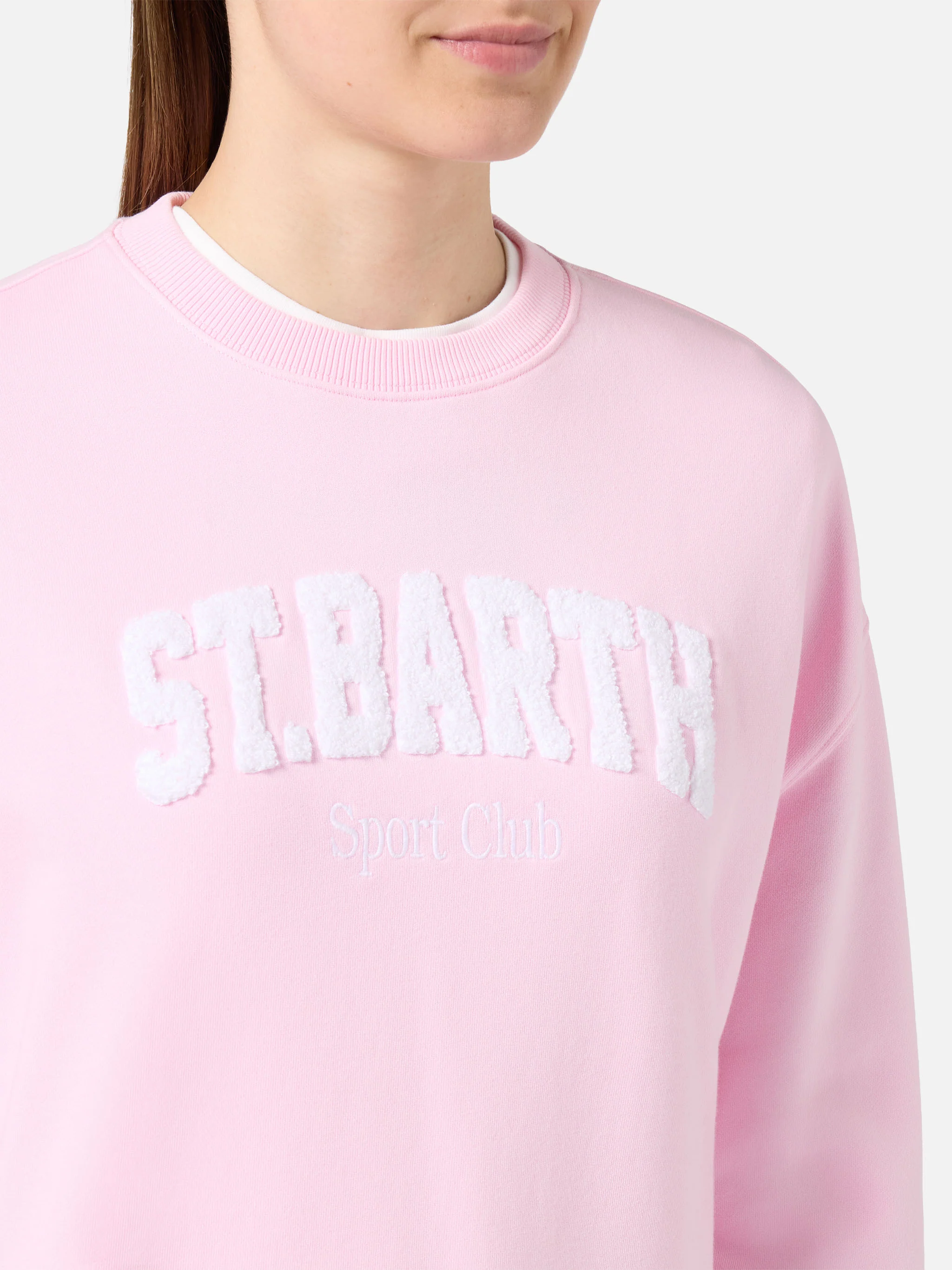 Felpa Stardust rosa con logo effetto spugna e ricamo Sport Club - Image 3