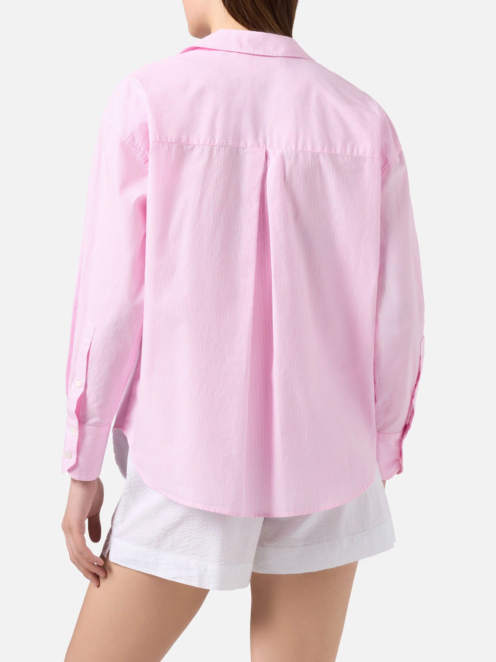 Camicia Cristal in popeline di cotone a righe rosa con ricami - Image 3